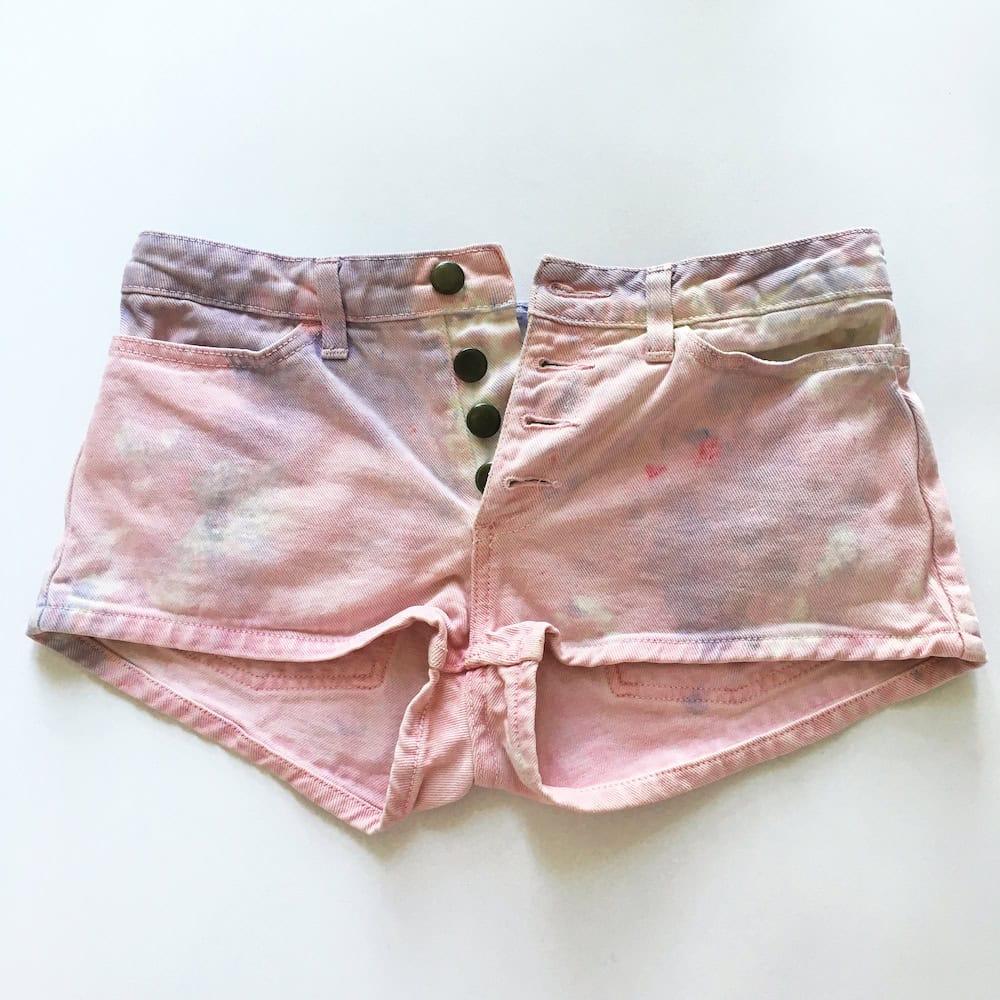 One of a kind hand dyed American Apparel short shorts with natural dye