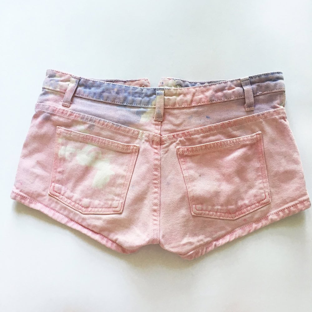 One of a kind hand dyed American Apparel short shorts with natural dye