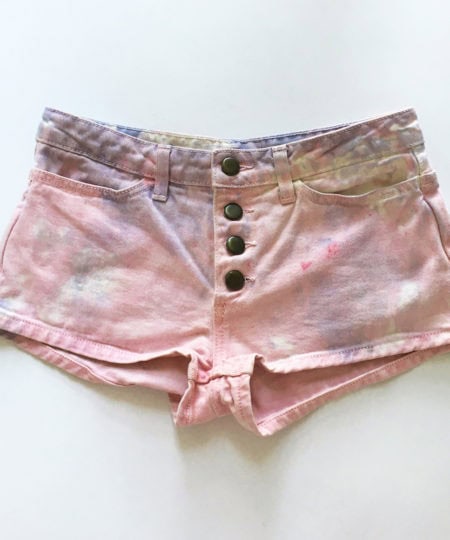 One of a kind hand dyed American Apparel short shorts with natural dye