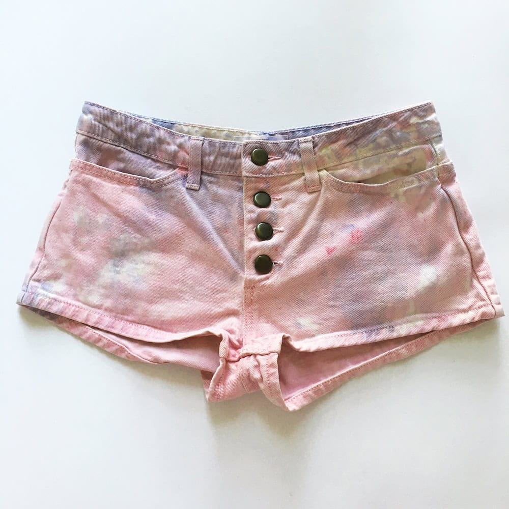One of a kind hand dyed American Apparel short shorts with natural dye