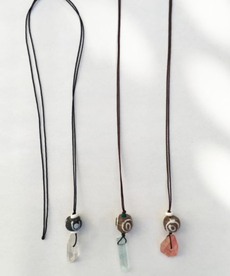 Long necklace with crystal and recycled glass beads