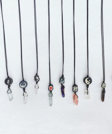 Crystal and polymer clay hippie necklaces