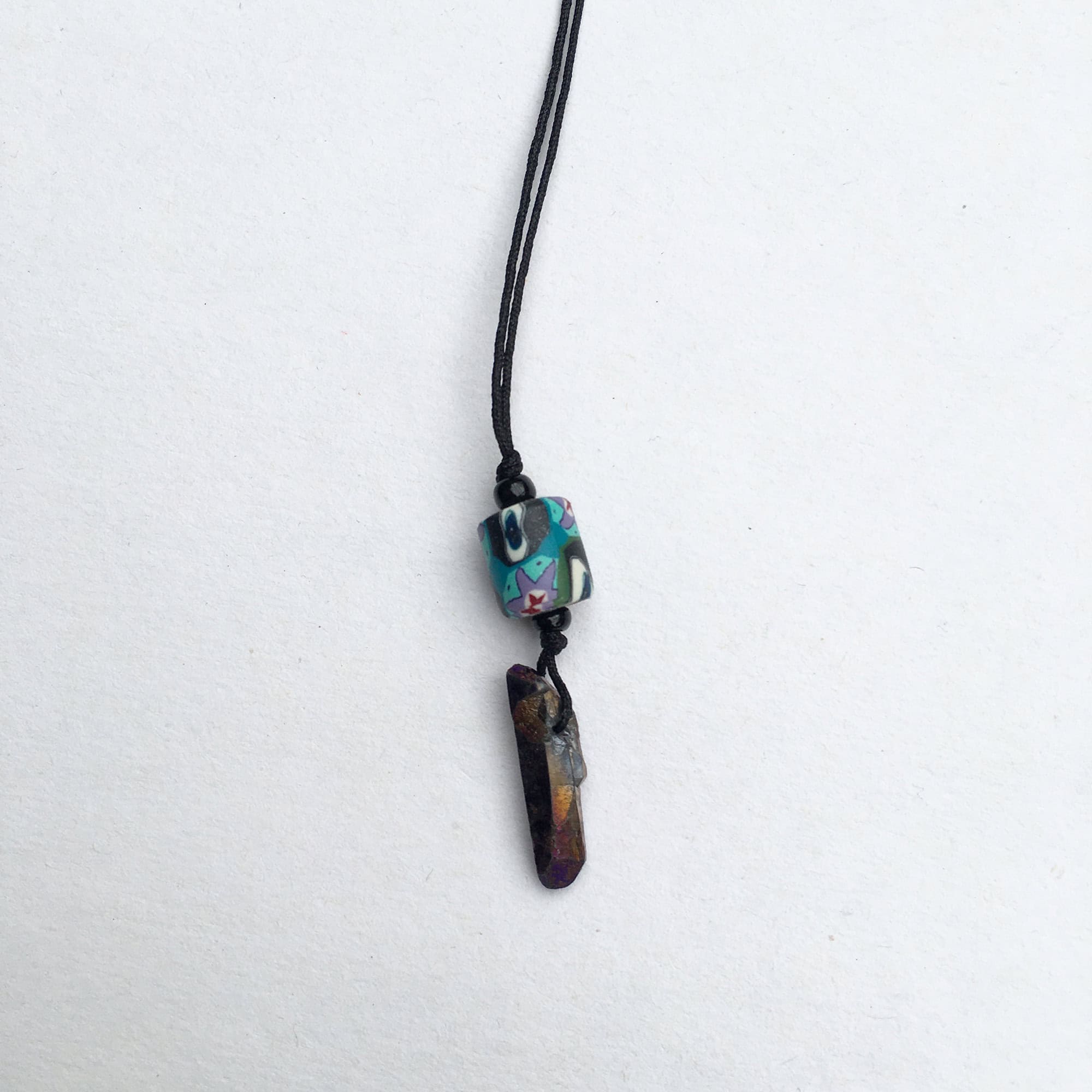 Crystal and polymer clay hippie necklaces