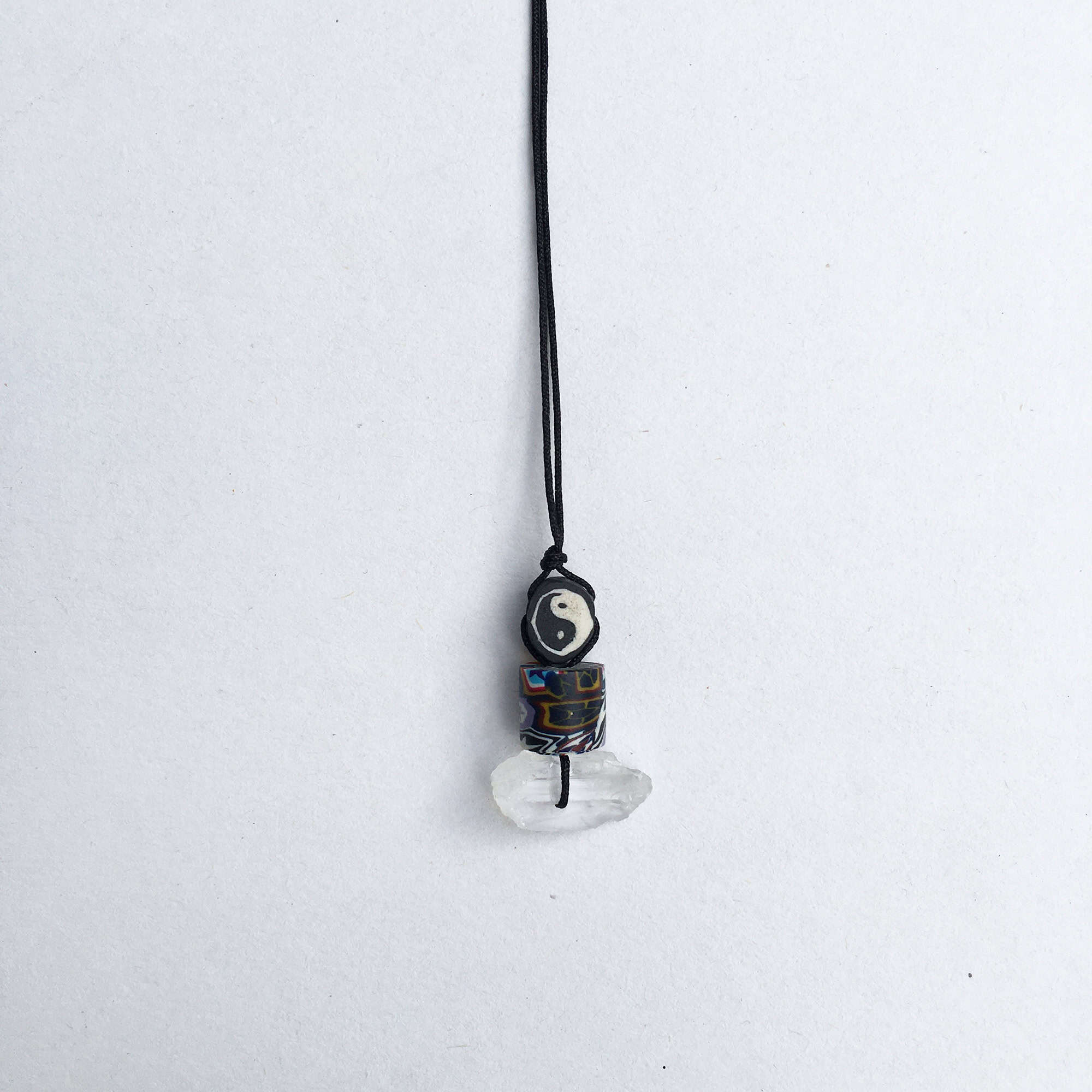 Crystal and polymer clay hippie necklaces