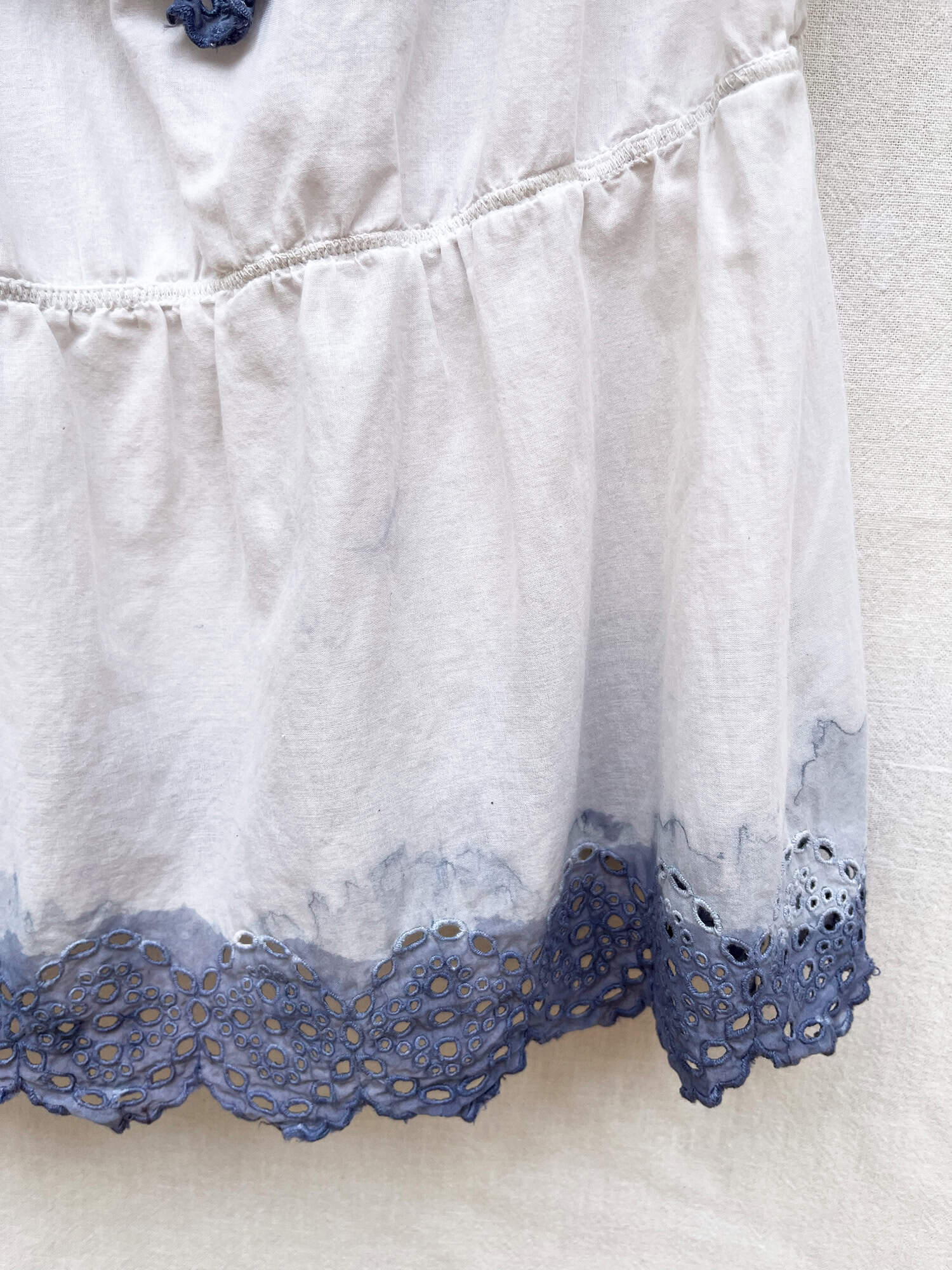 Vintage Gap frilly tank upcycled with indigo dye