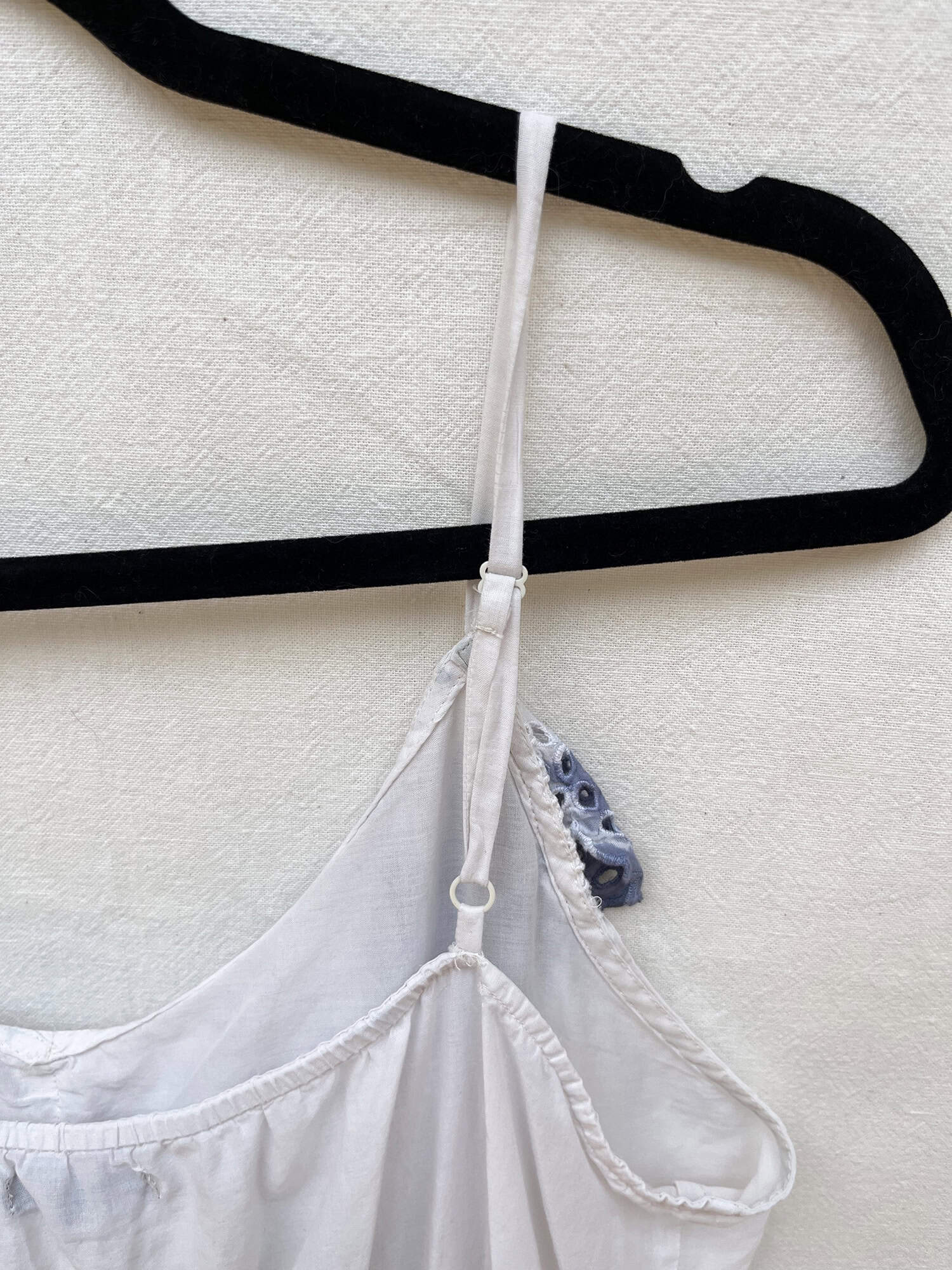 Vintage Gap frilly tank upcycled with indigo dye