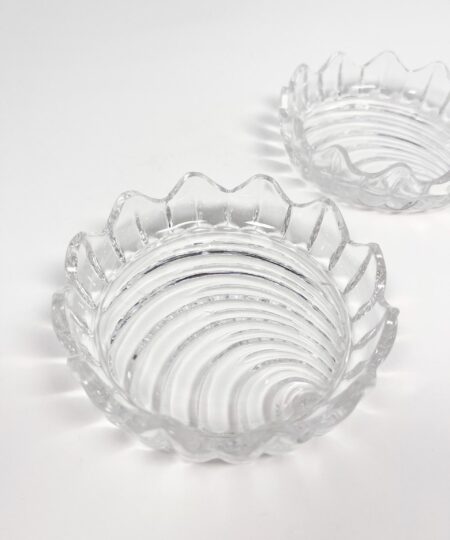 Vintage lead crystal shell coasters - set of two - art nouveau