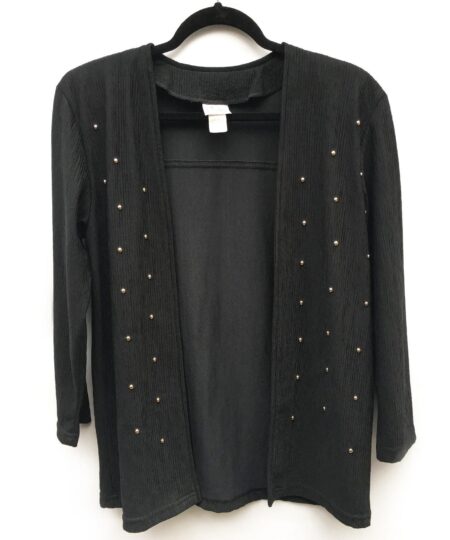 VINTAGE STUDDED BLAZER | black, drapey with gold studs | size small / medium