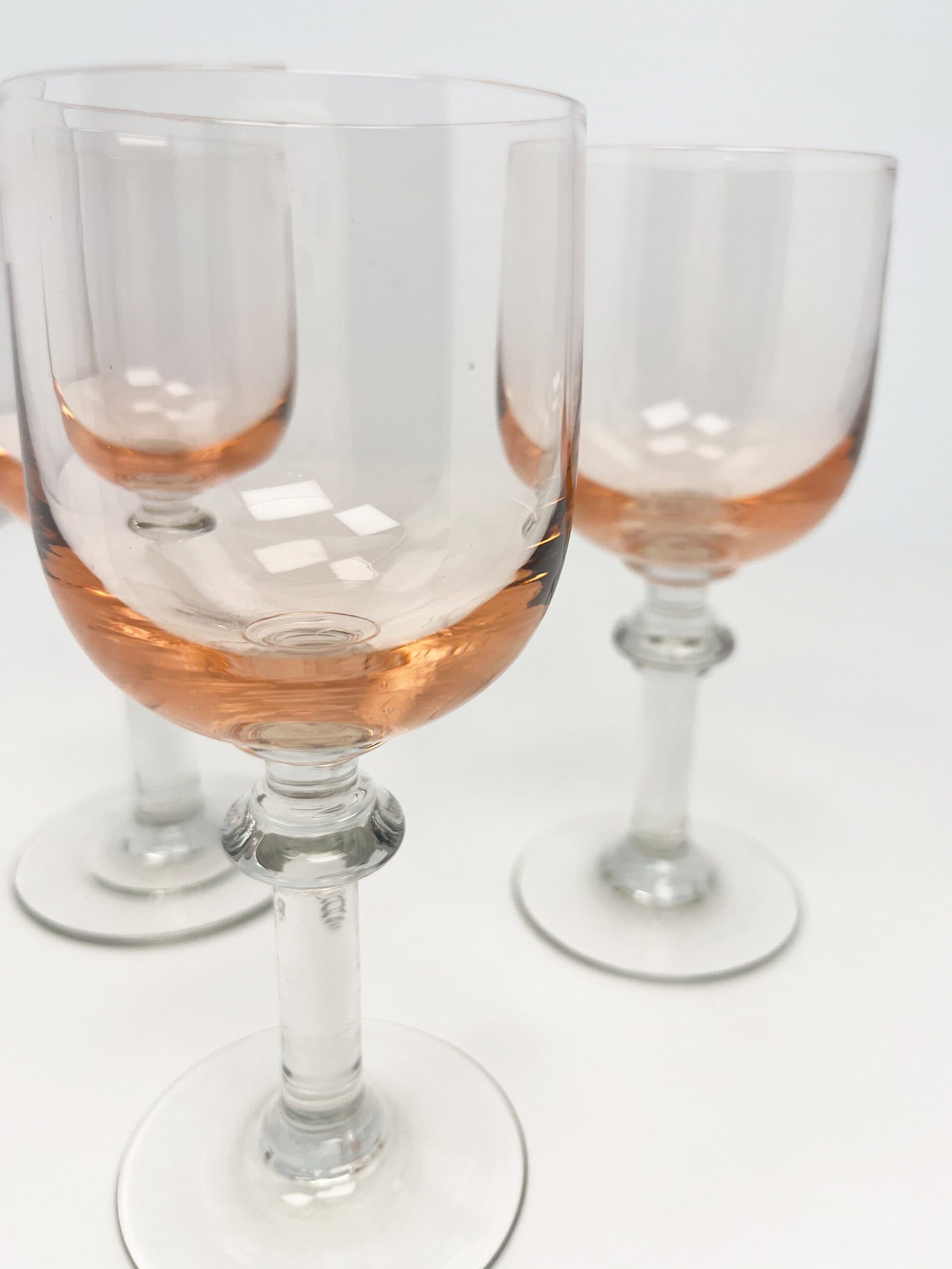 Vintage pink chalice port / sherry glasses