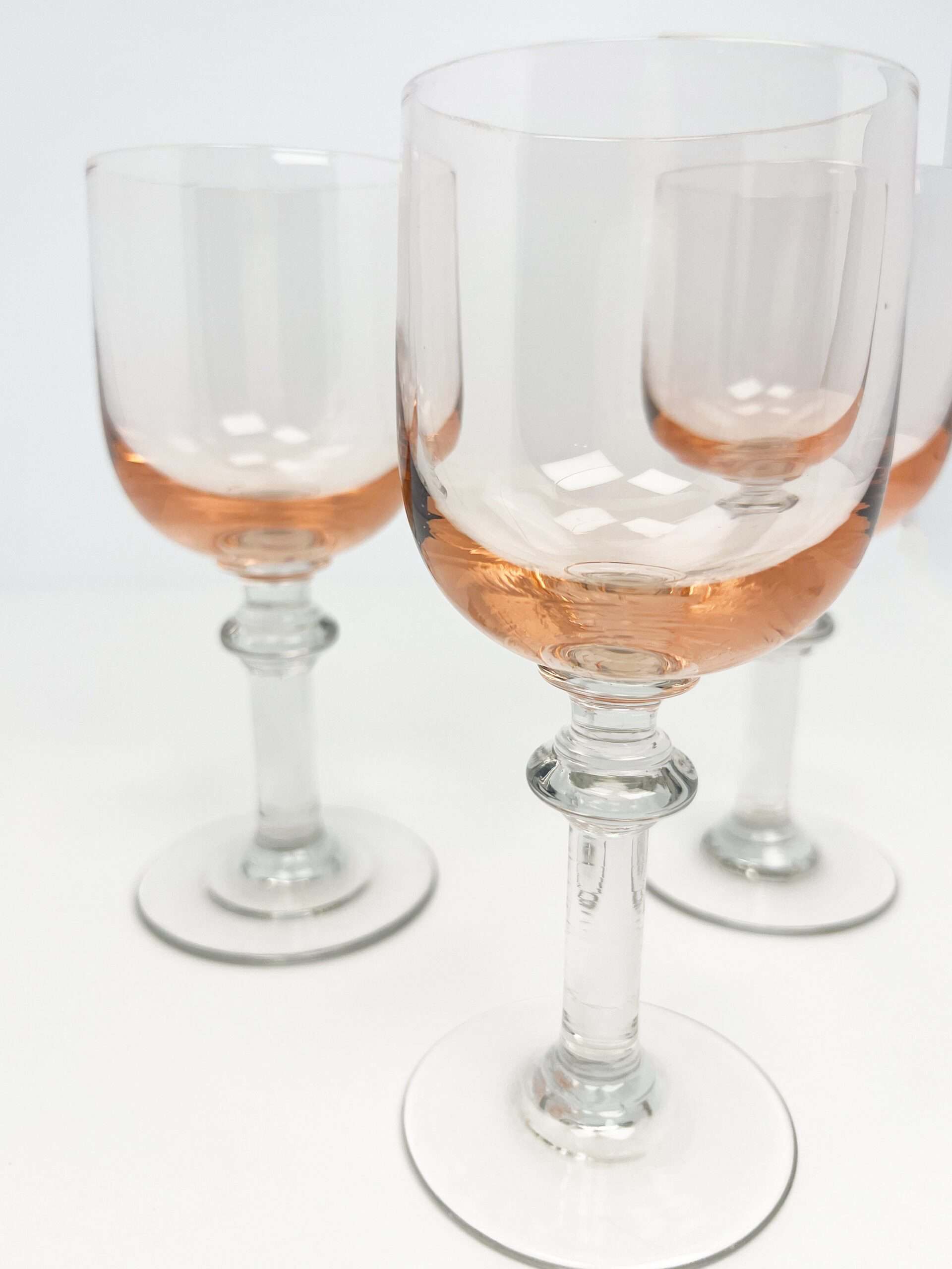 Vintage pink chalice port / sherry glasses