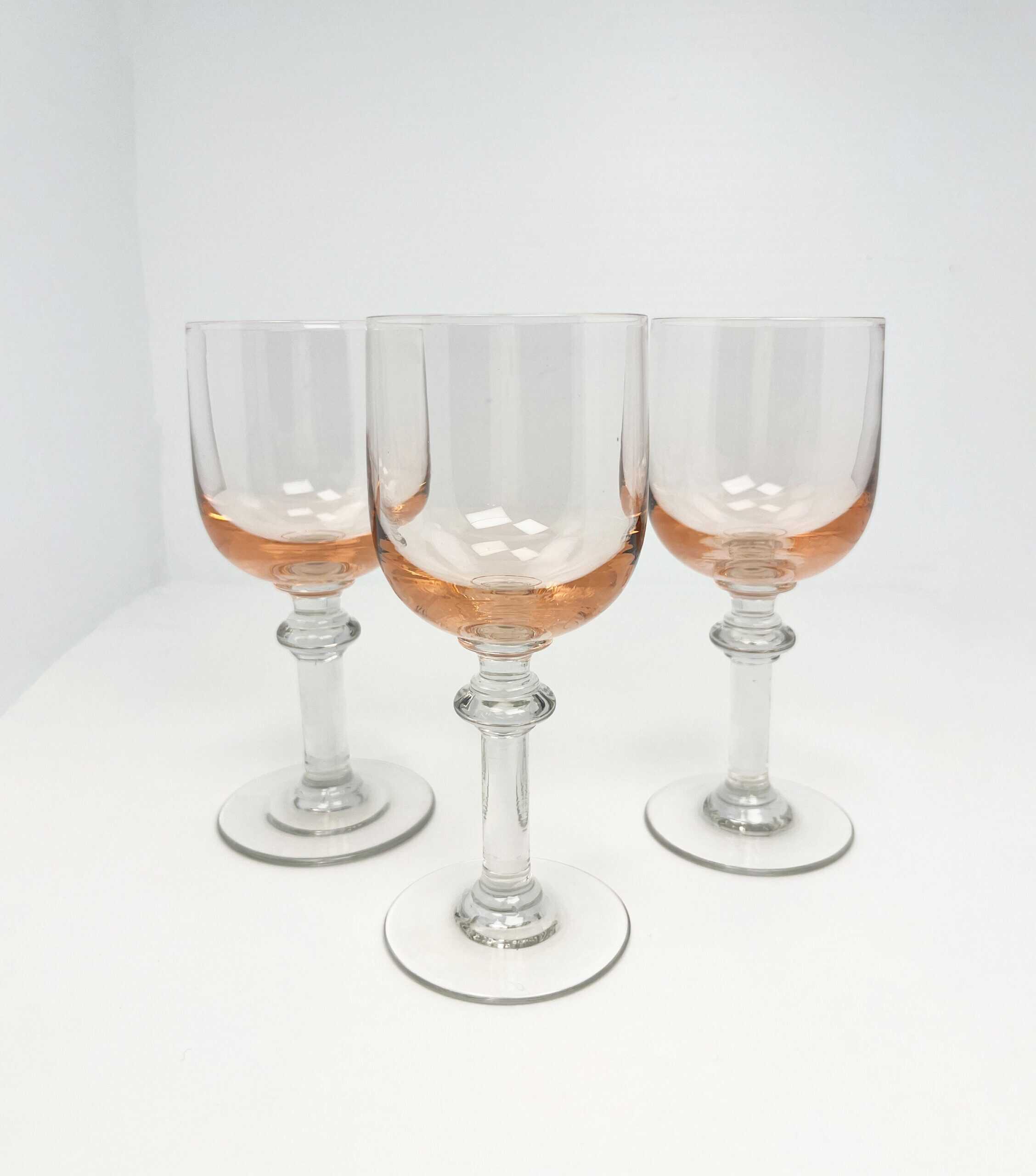Vintage pink chalice port / sherry glasses