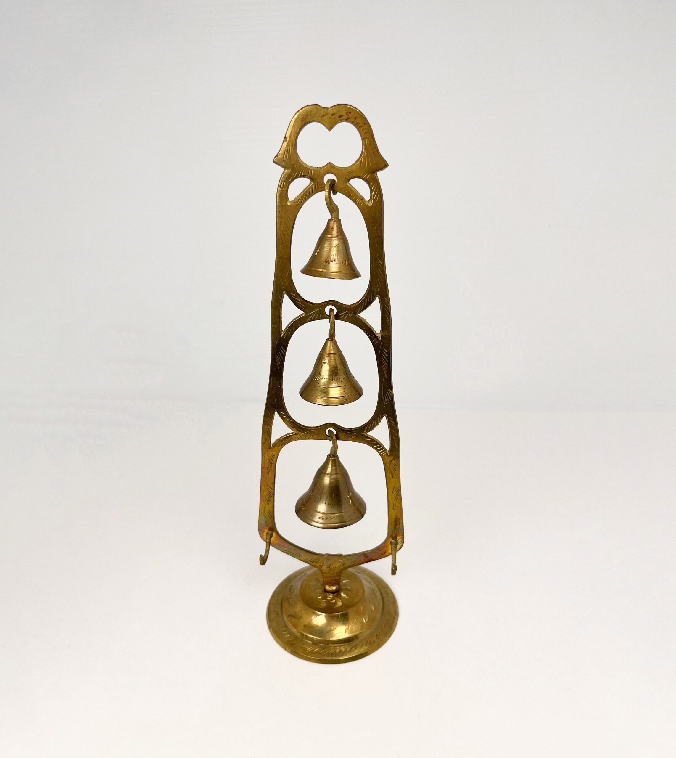 Vintage 3 tiered brass bell holder