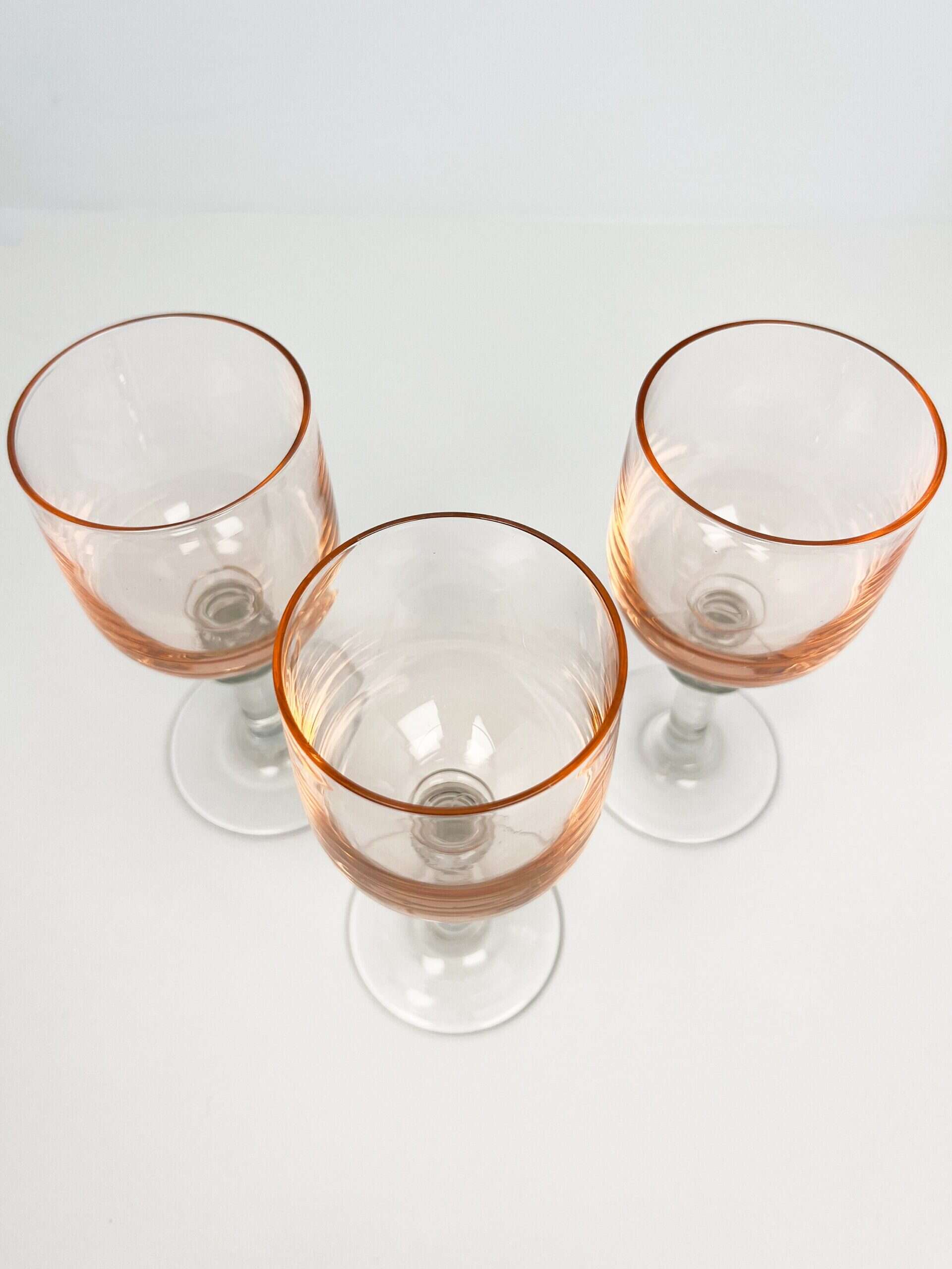 Vintage pink chalice port / sherry glasses