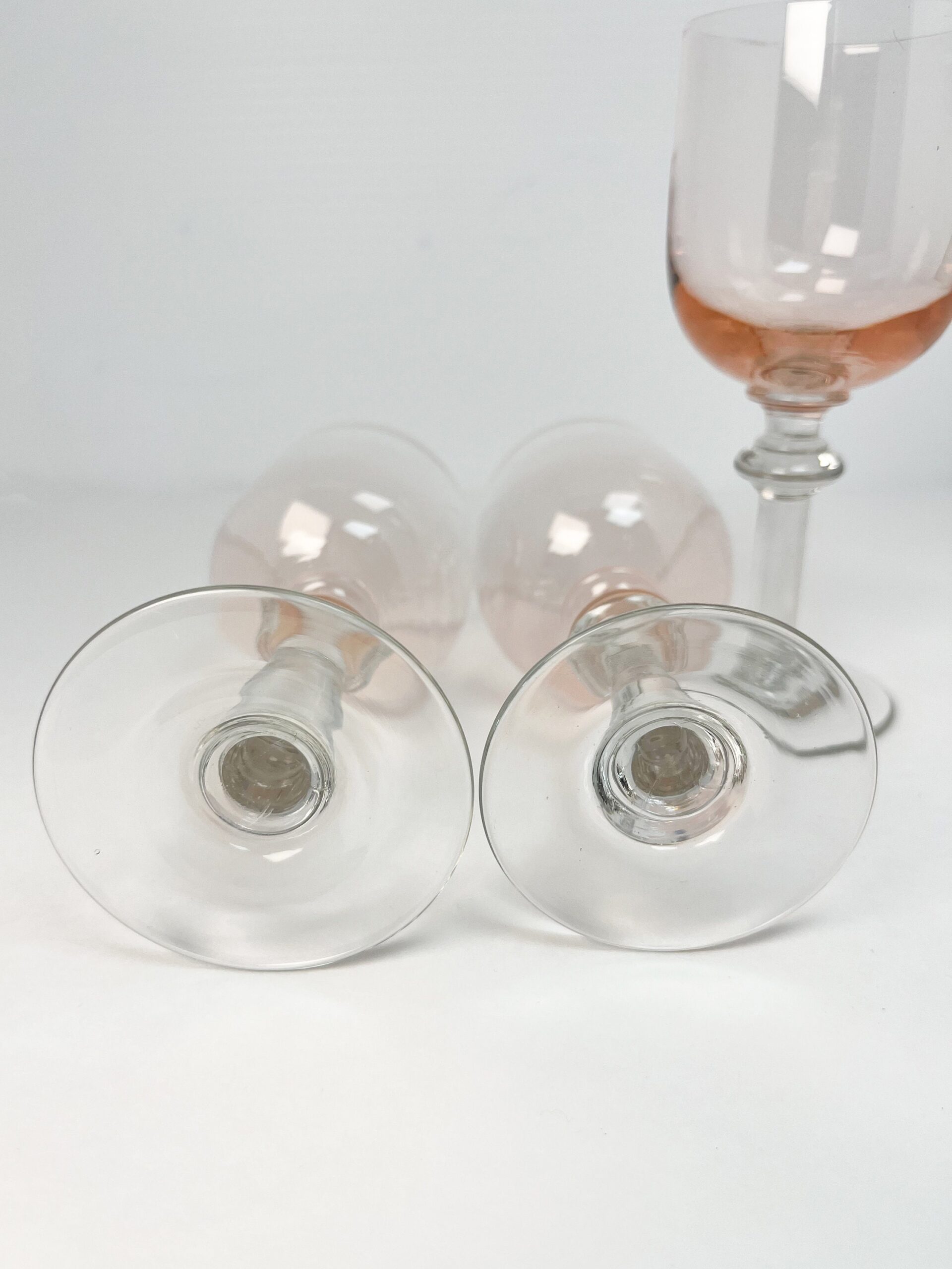Vintage pink chalice port / sherry glasses