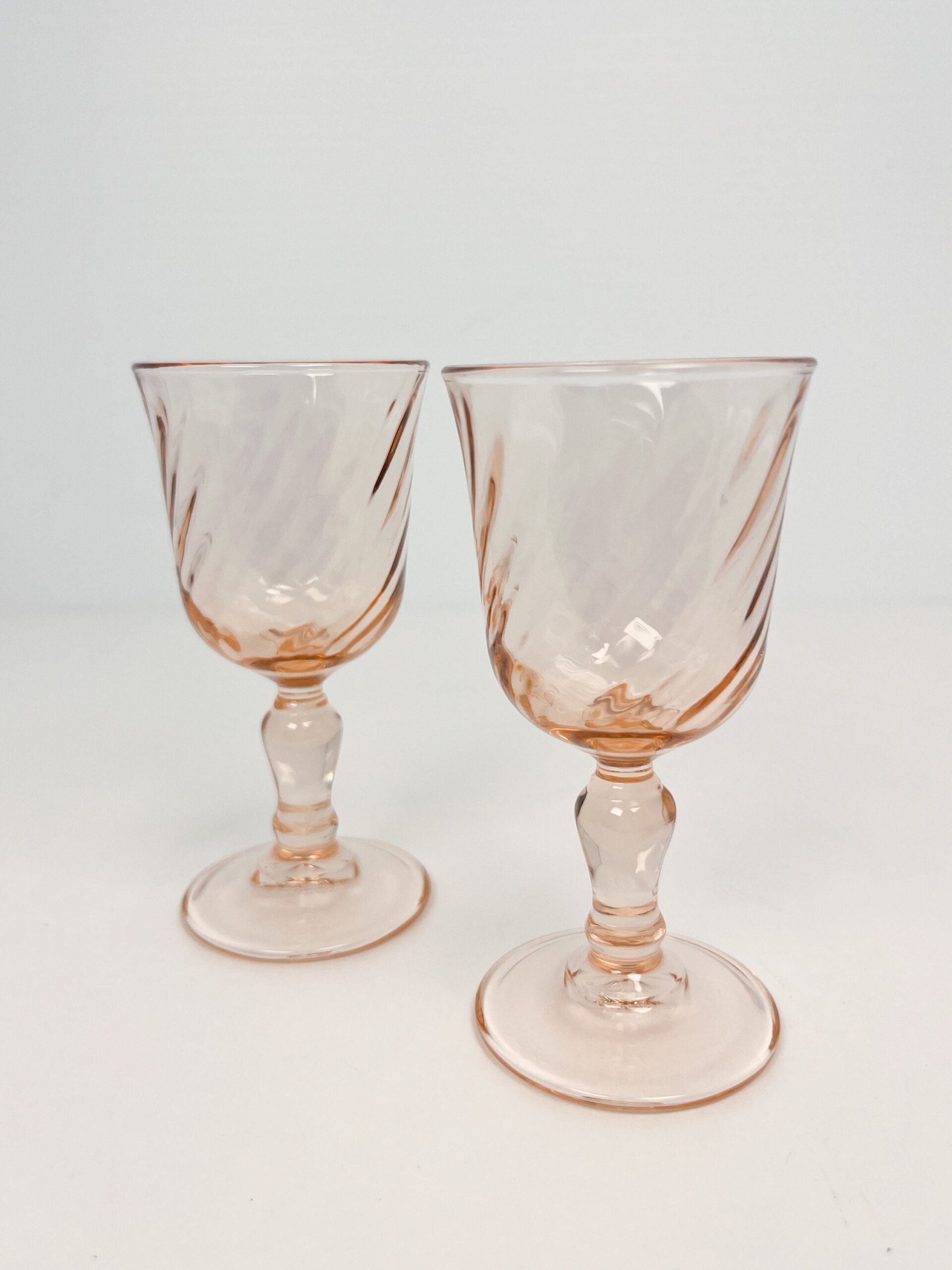 Pink Swirl Arcoroc 2 oz Liqueur / Cordial Glasses from the 70s/80s