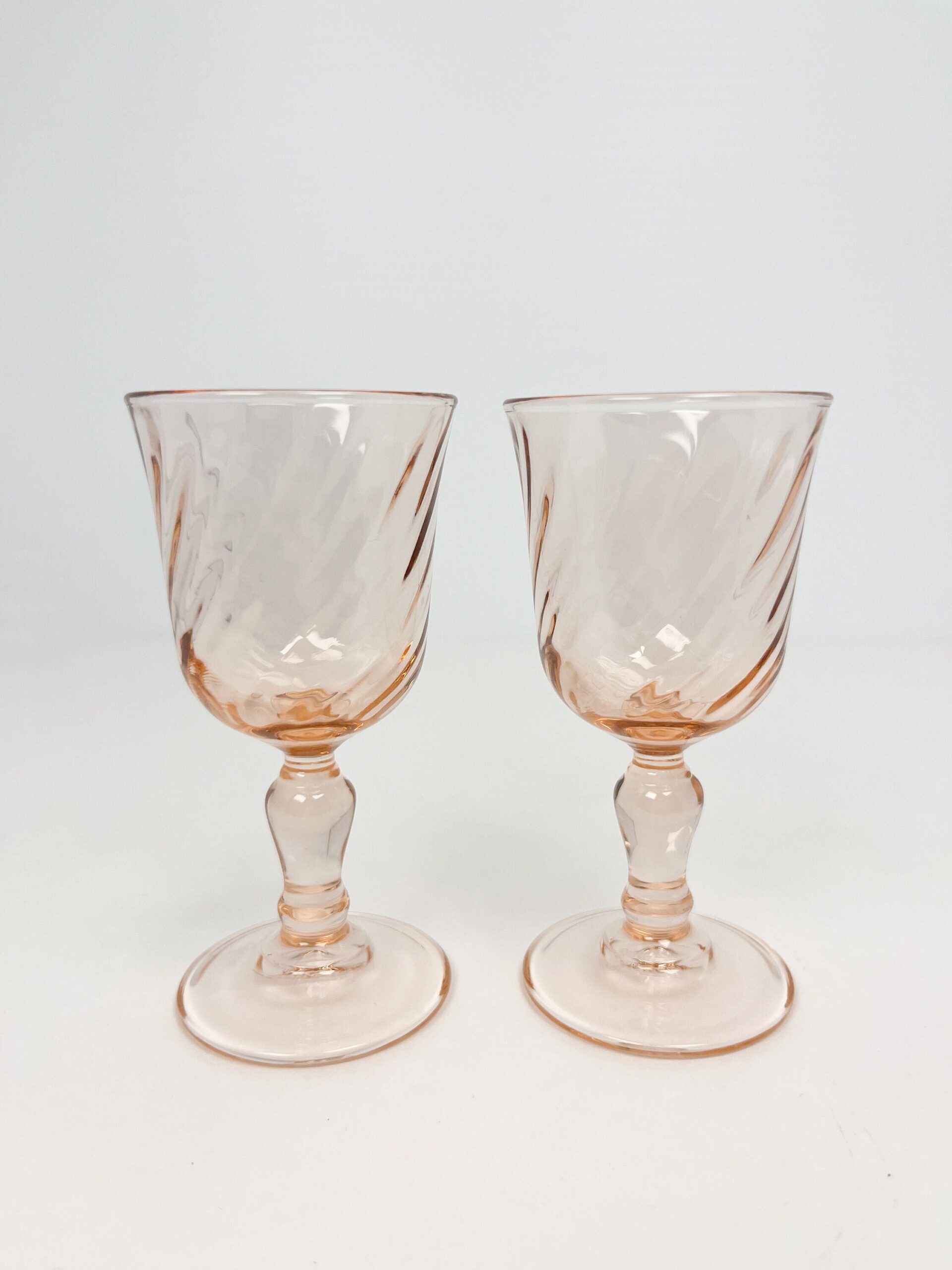 Pink Swirl Arcoroc 2 oz Liqueur / Cordial Glasses from the 70s/80s