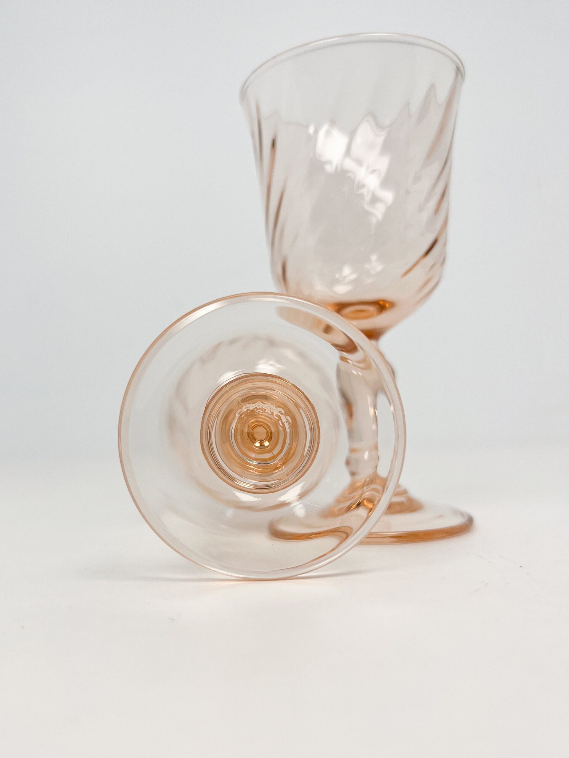 Pink Swirl Arcoroc 2 oz Liqueur / Cordial Glasses from the 70s/80s