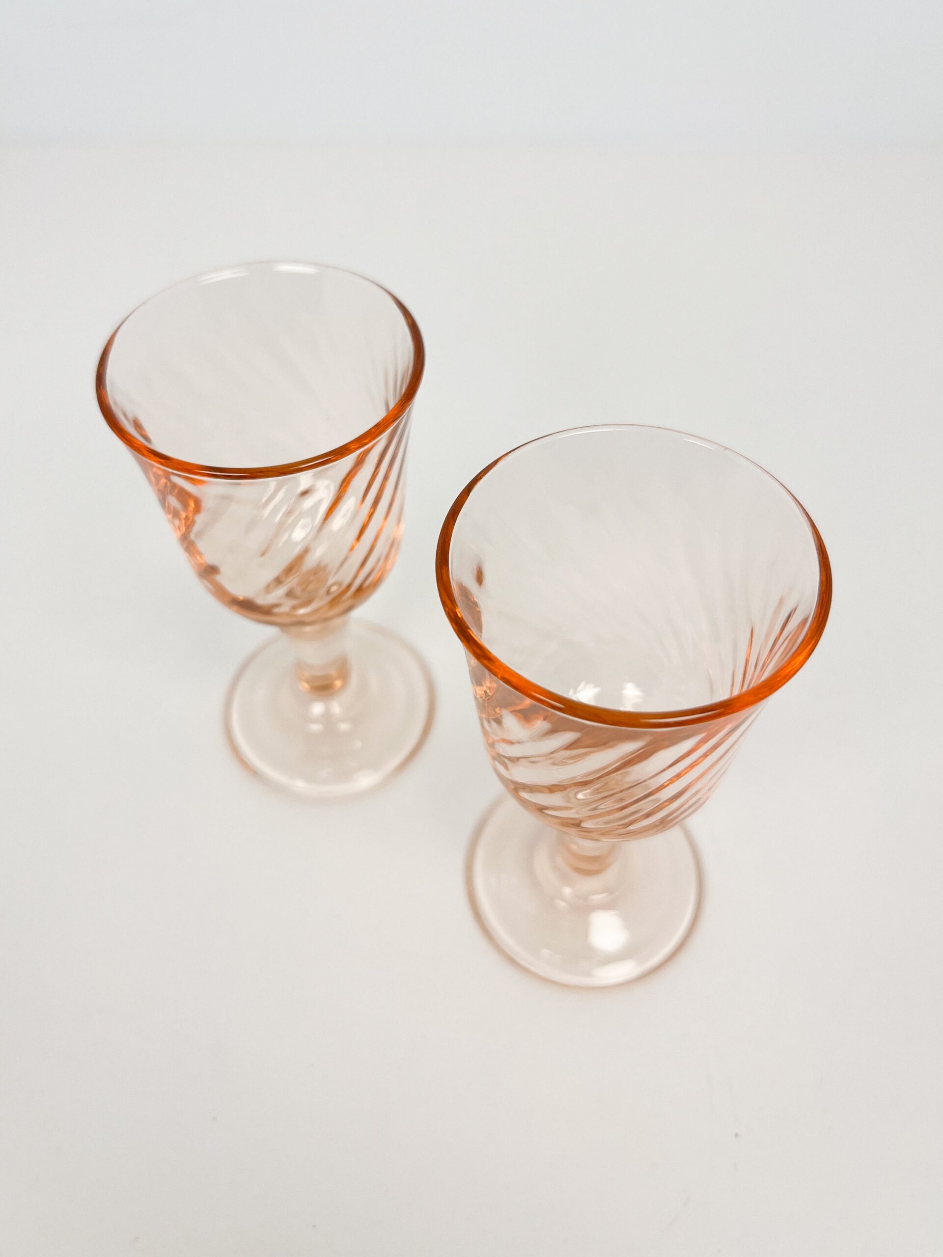 Pink Swirl Arcoroc 2 oz Liqueur / Cordial Glasses from the 70s/80s
