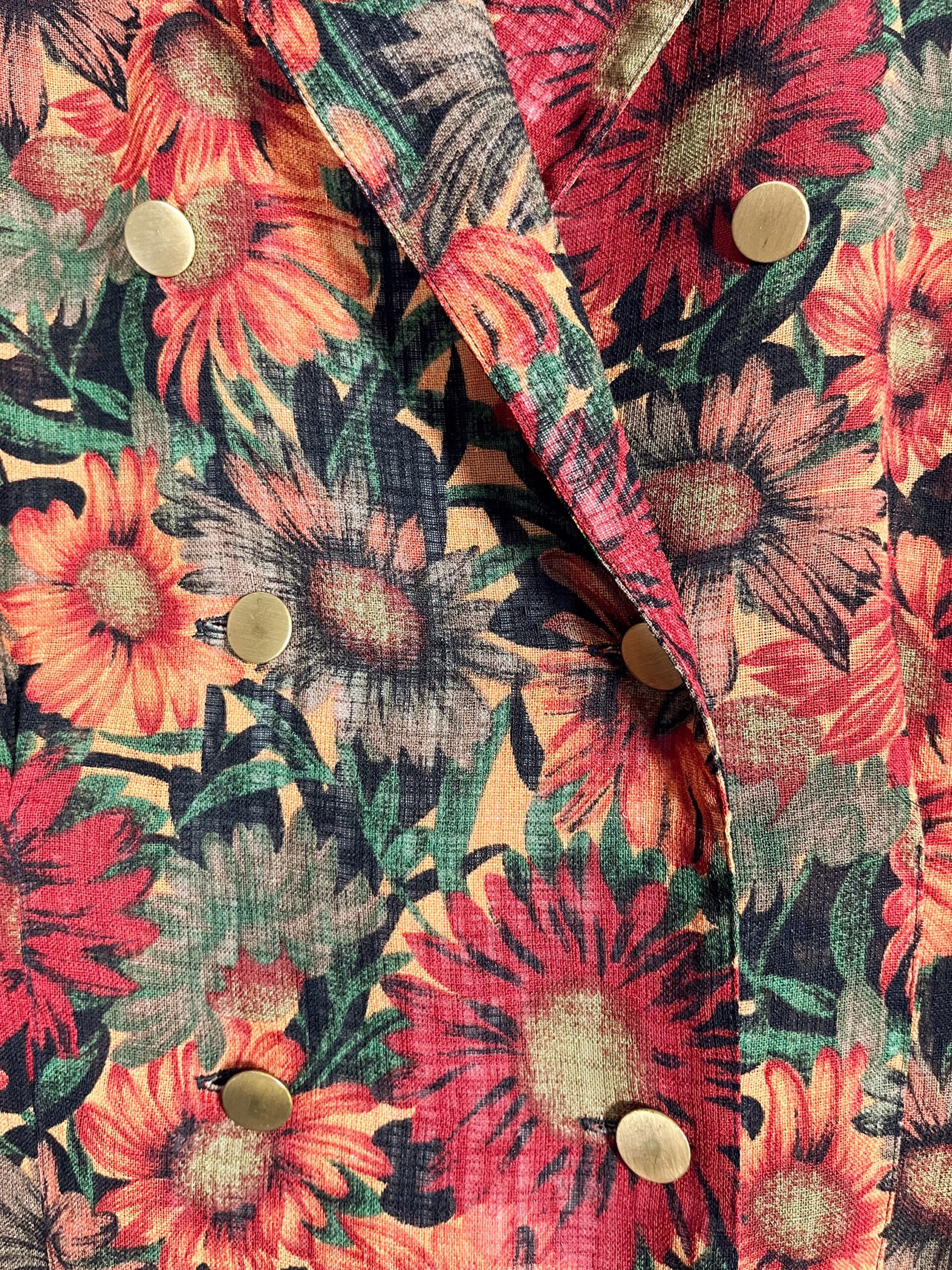Vintage 80's/90's short sleeved blouse with sunflowers - medium