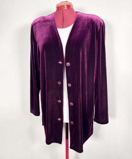 Vintage 80s / 90s velour mauve purple cardigan  - medium