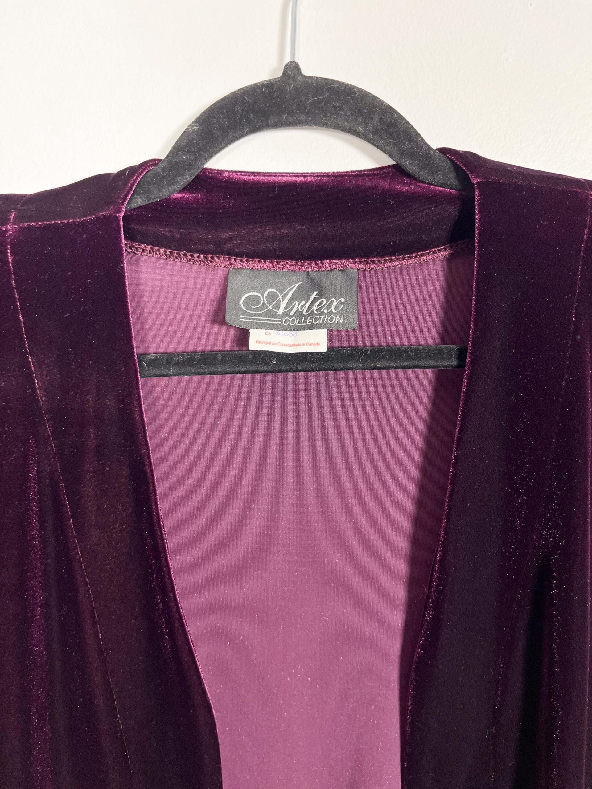 Vintage 80s / 90s velour mauve purple cardigan - medium