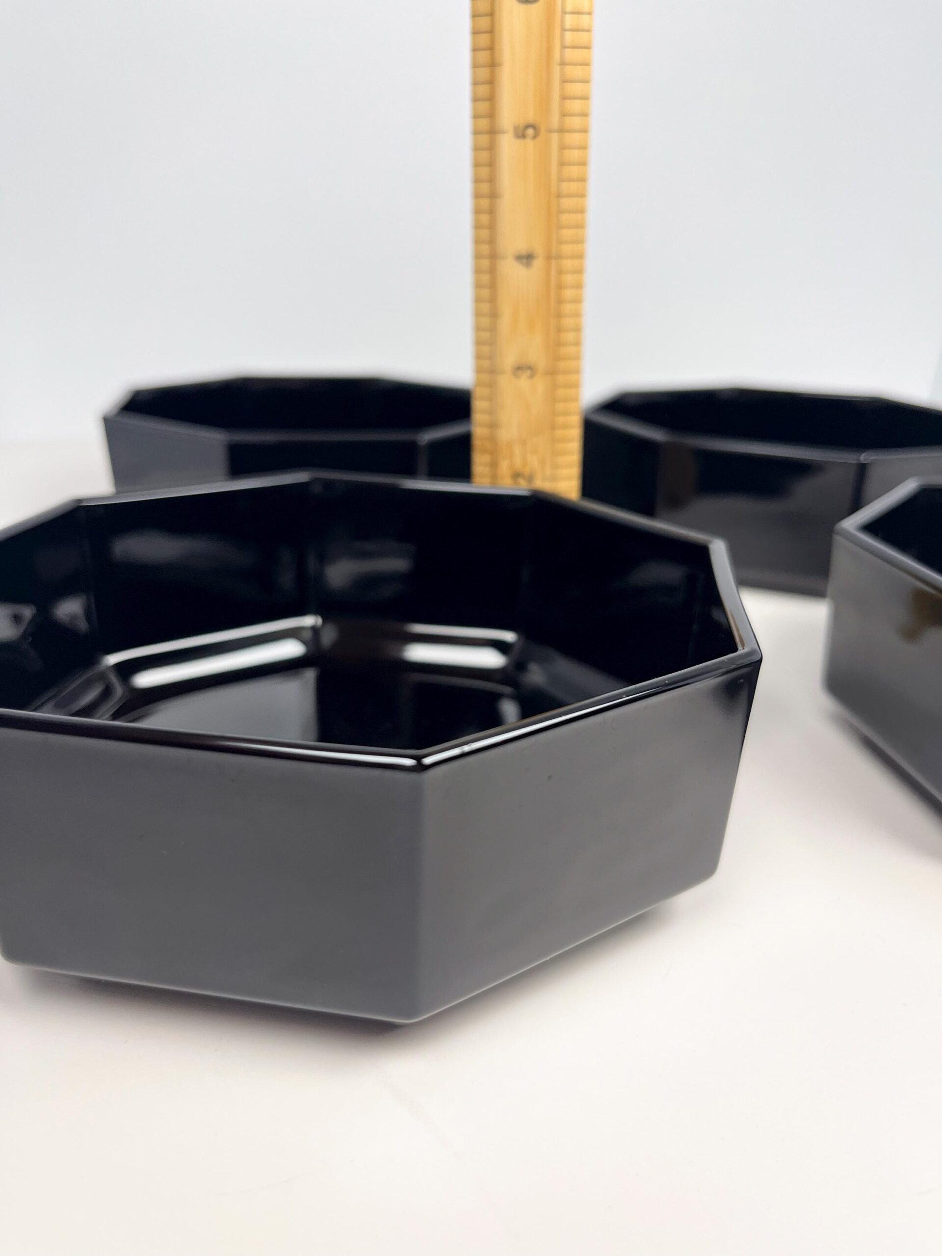 Vintage 80s Luminarc Octime black serving bowls