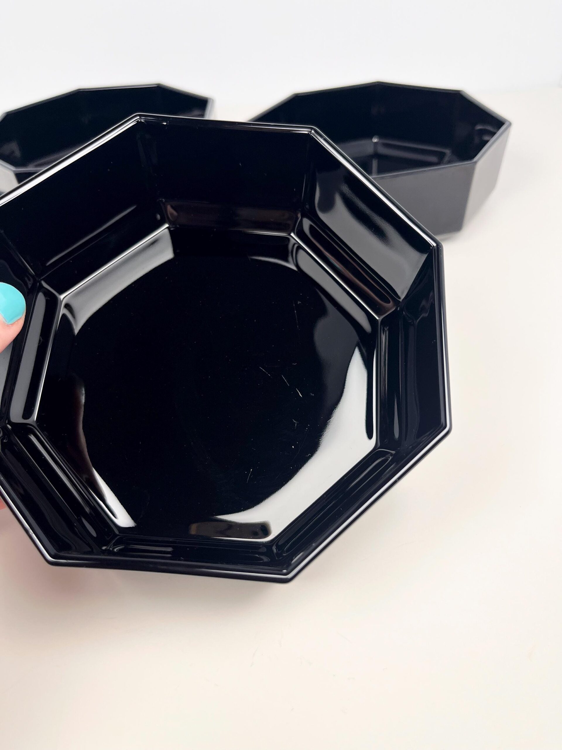 Vintage 80s Luminarc Octime black serving bowls