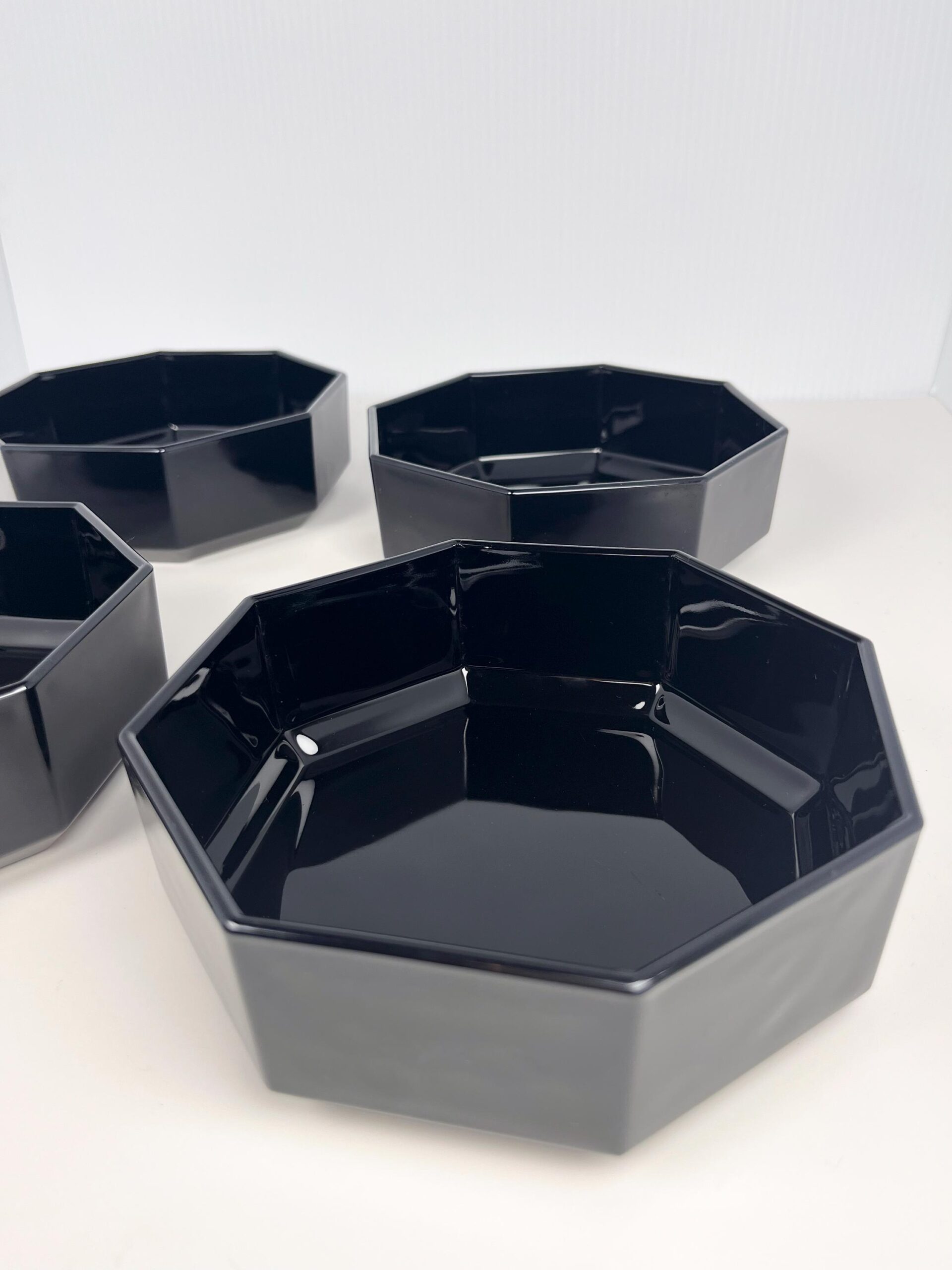 Vintage 80s Luminarc Octime black serving bowls