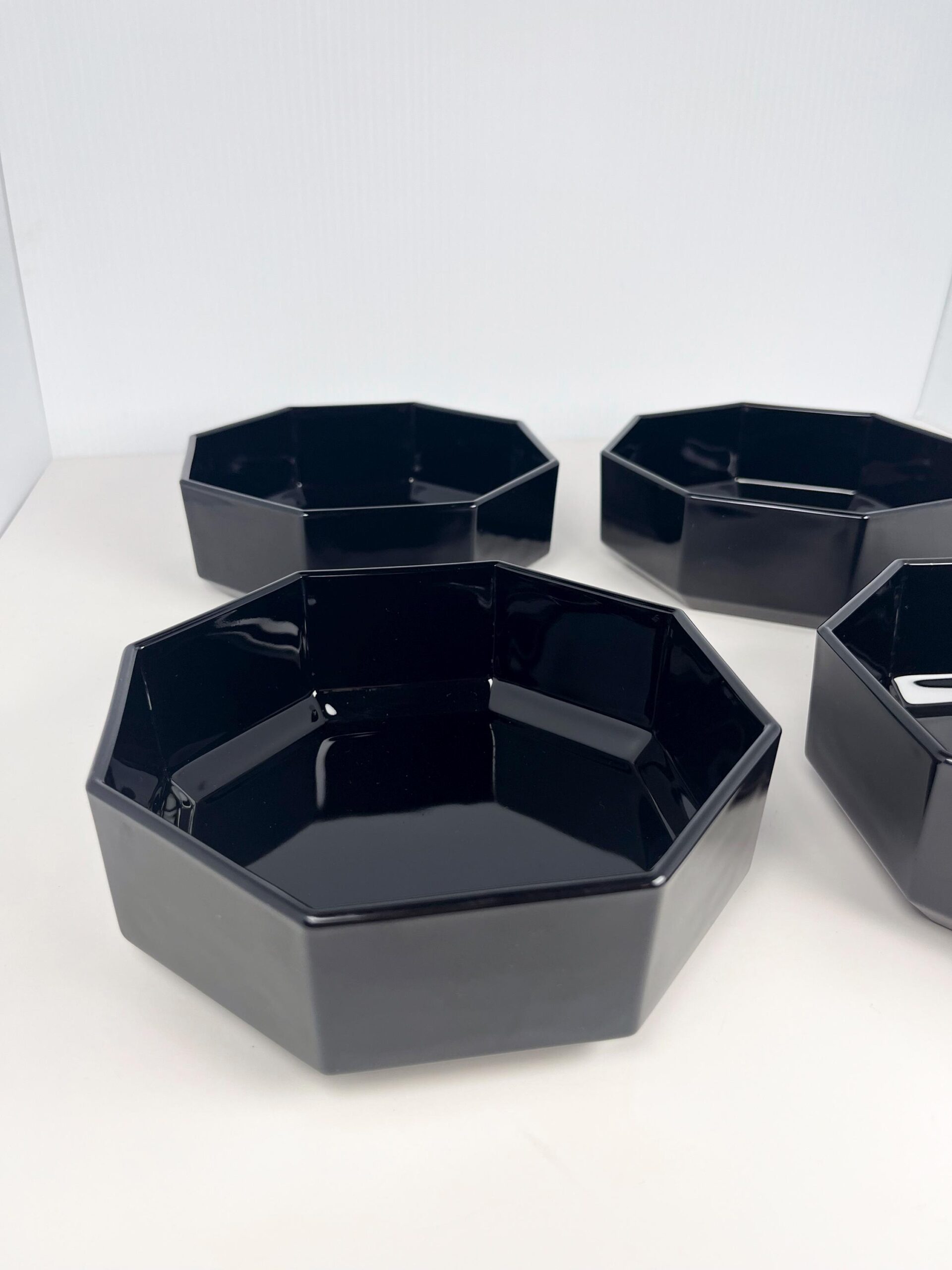 Vintage 80s Luminarc Octime black serving bowls