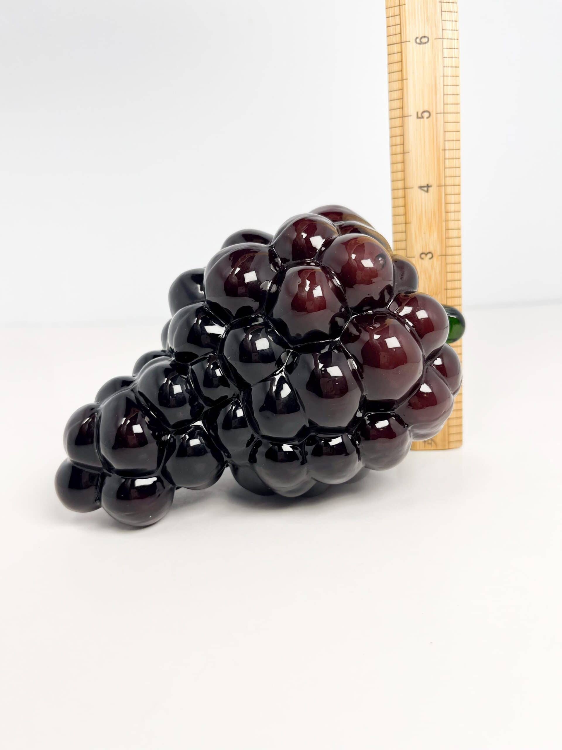 Vintage art glass dark purple grapes bunch