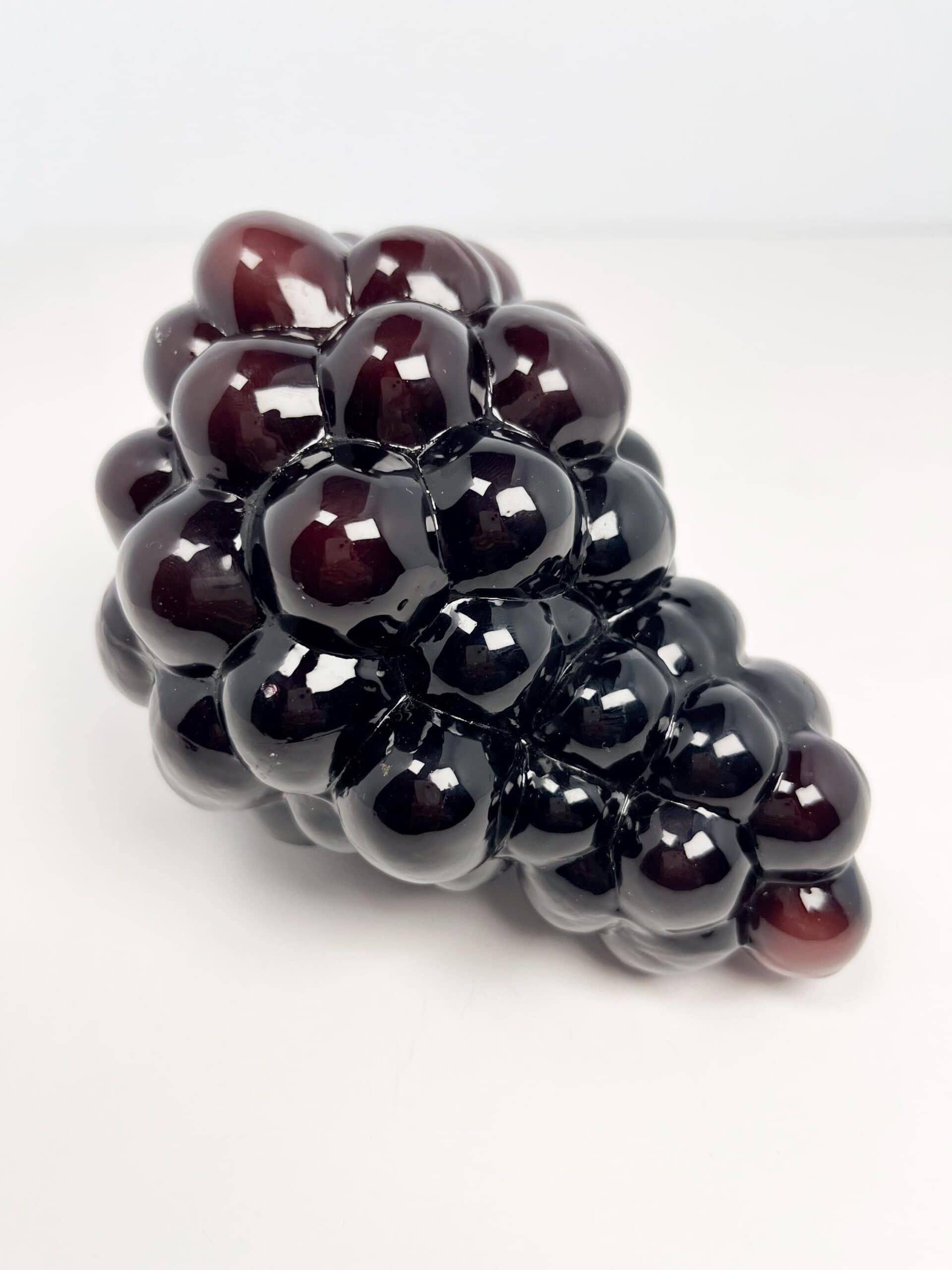 Vintage art glass dark purple grapes bunch