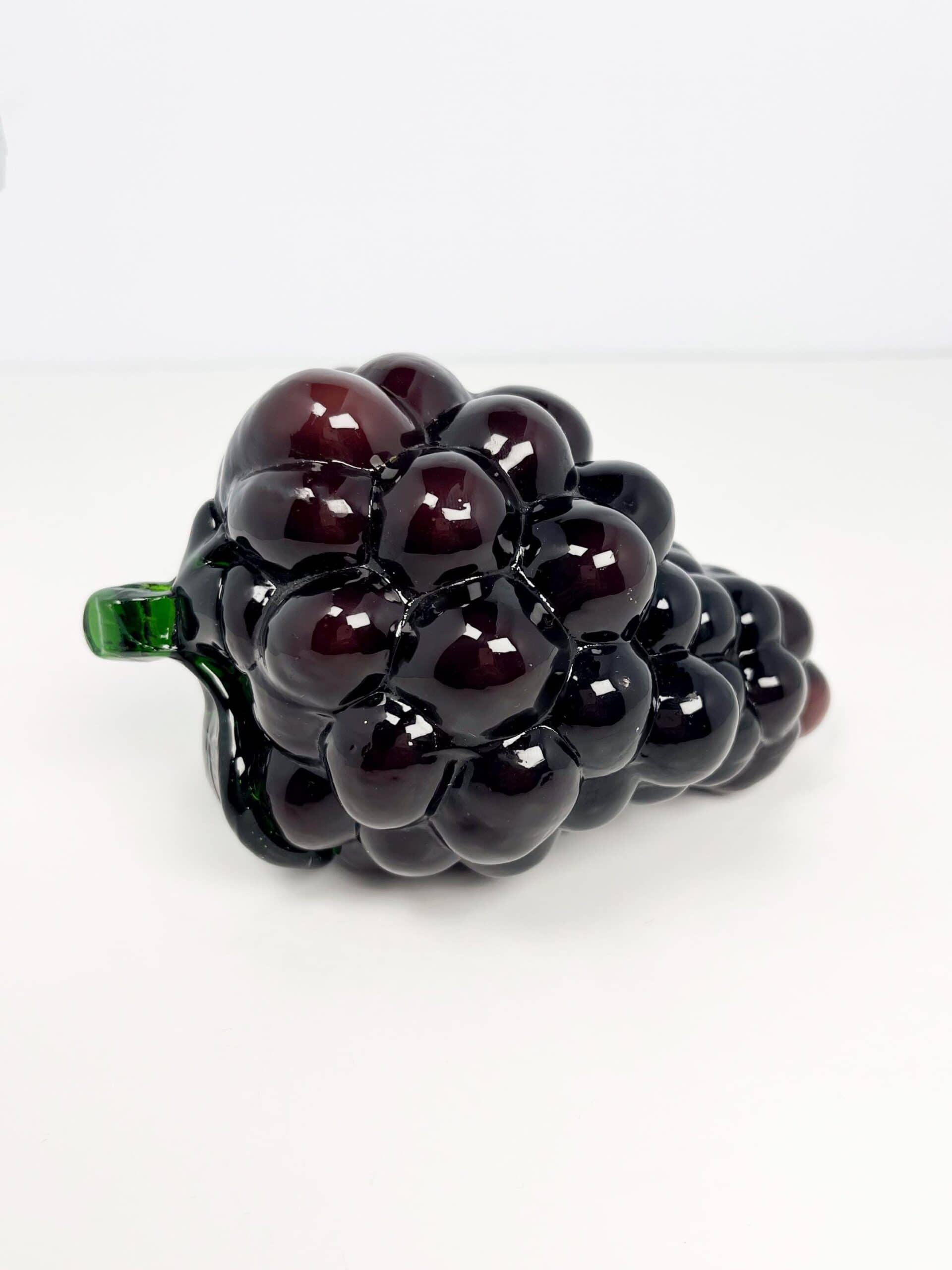 Vintage art glass dark purple grapes bunch