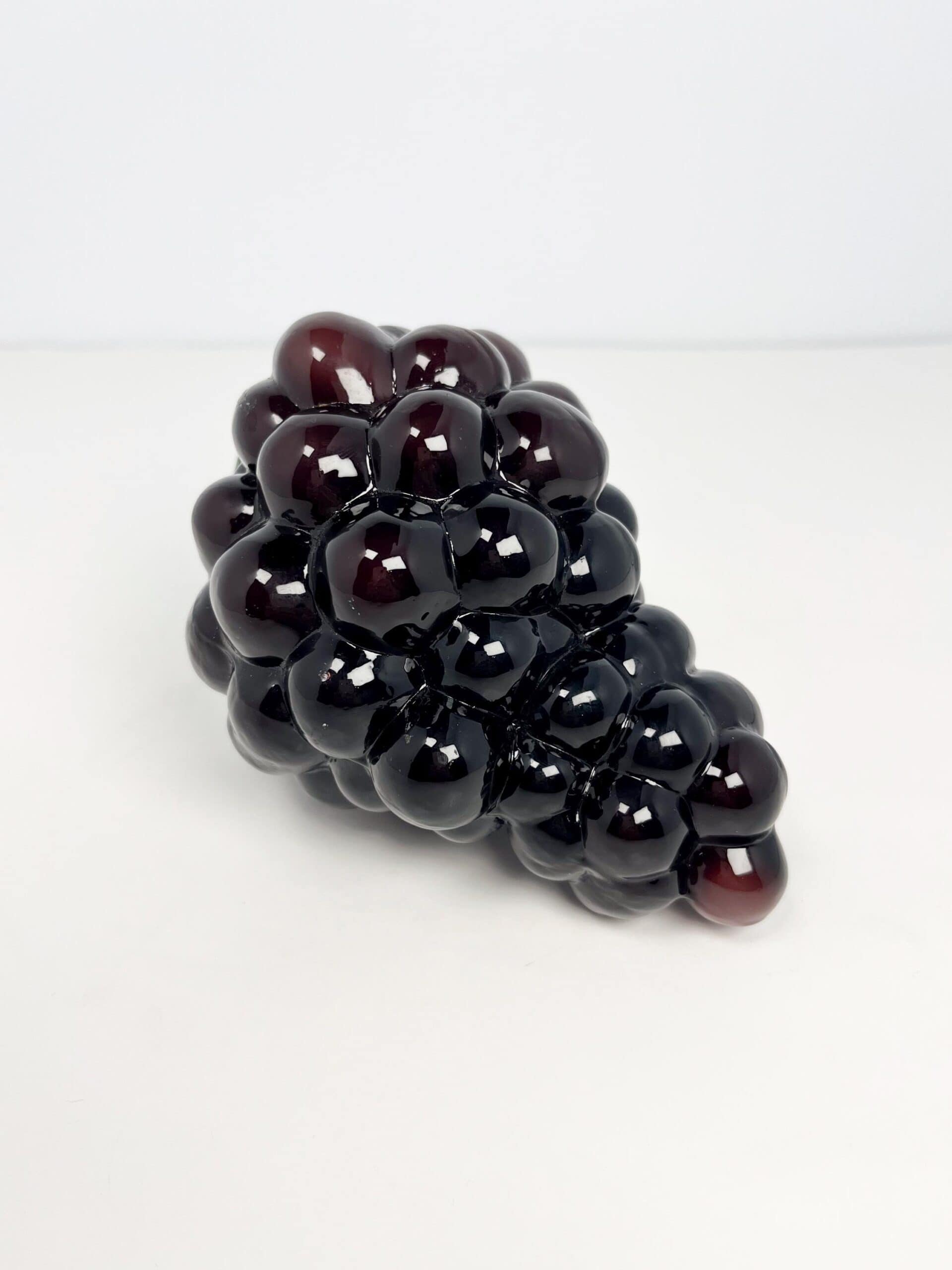 Vintage art glass dark purple grapes bunch