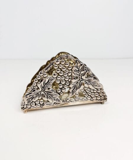 Vintage silver plated napkin holder with grapes and vines by Karshi