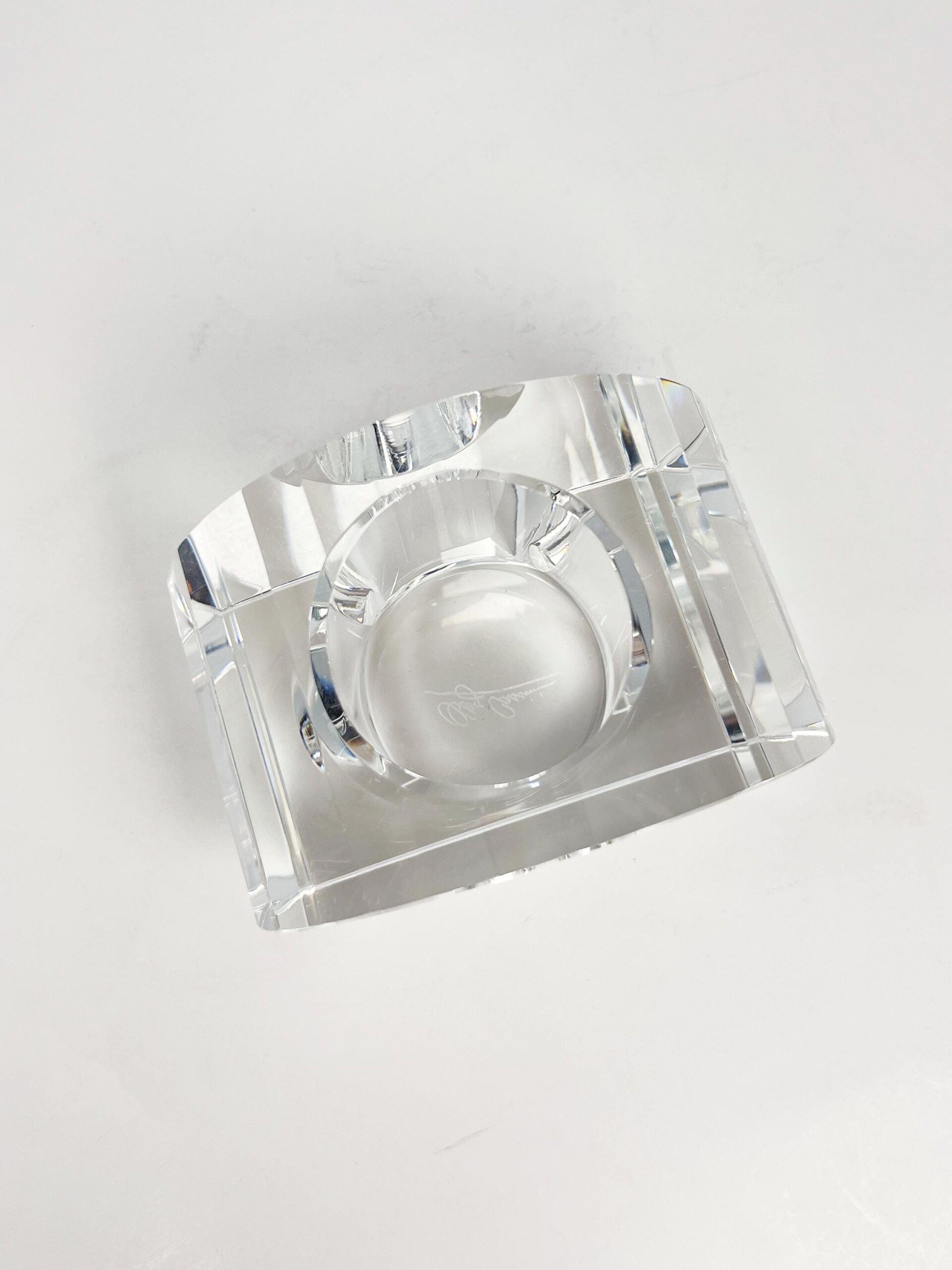 Vintage Oleg Cassini crystal candle holder - cut lotus