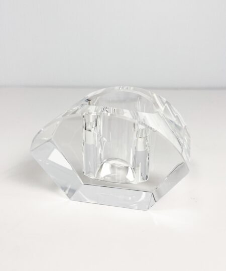 Vintage Oleg Cassini crystal candle holder - cut lotus