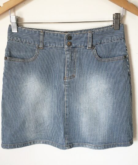 VINTAGE ROOTS SKIRT | pin striped denim mini skirt | size small