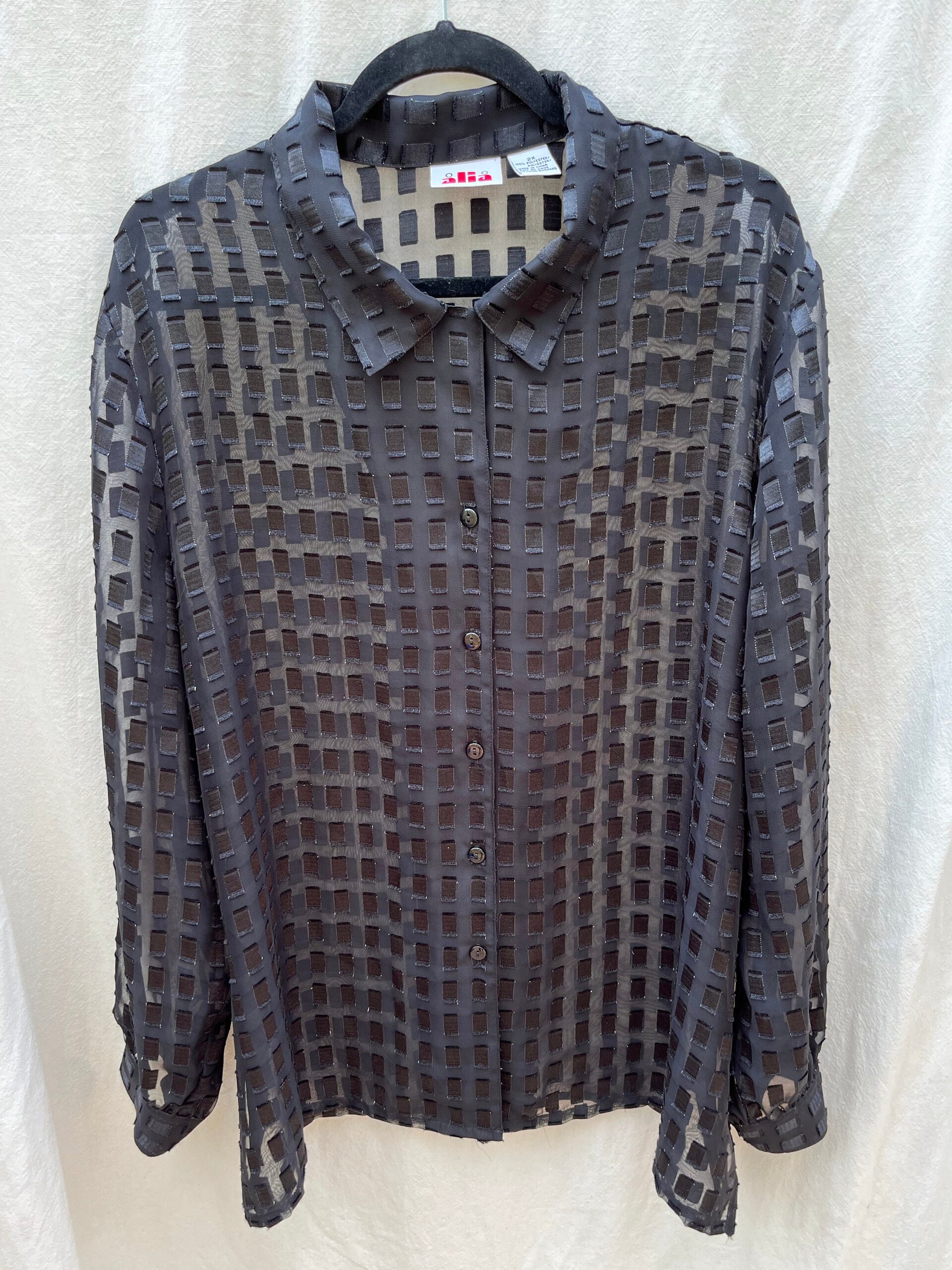 Vintage 90’s sheer checkered dress shirt
