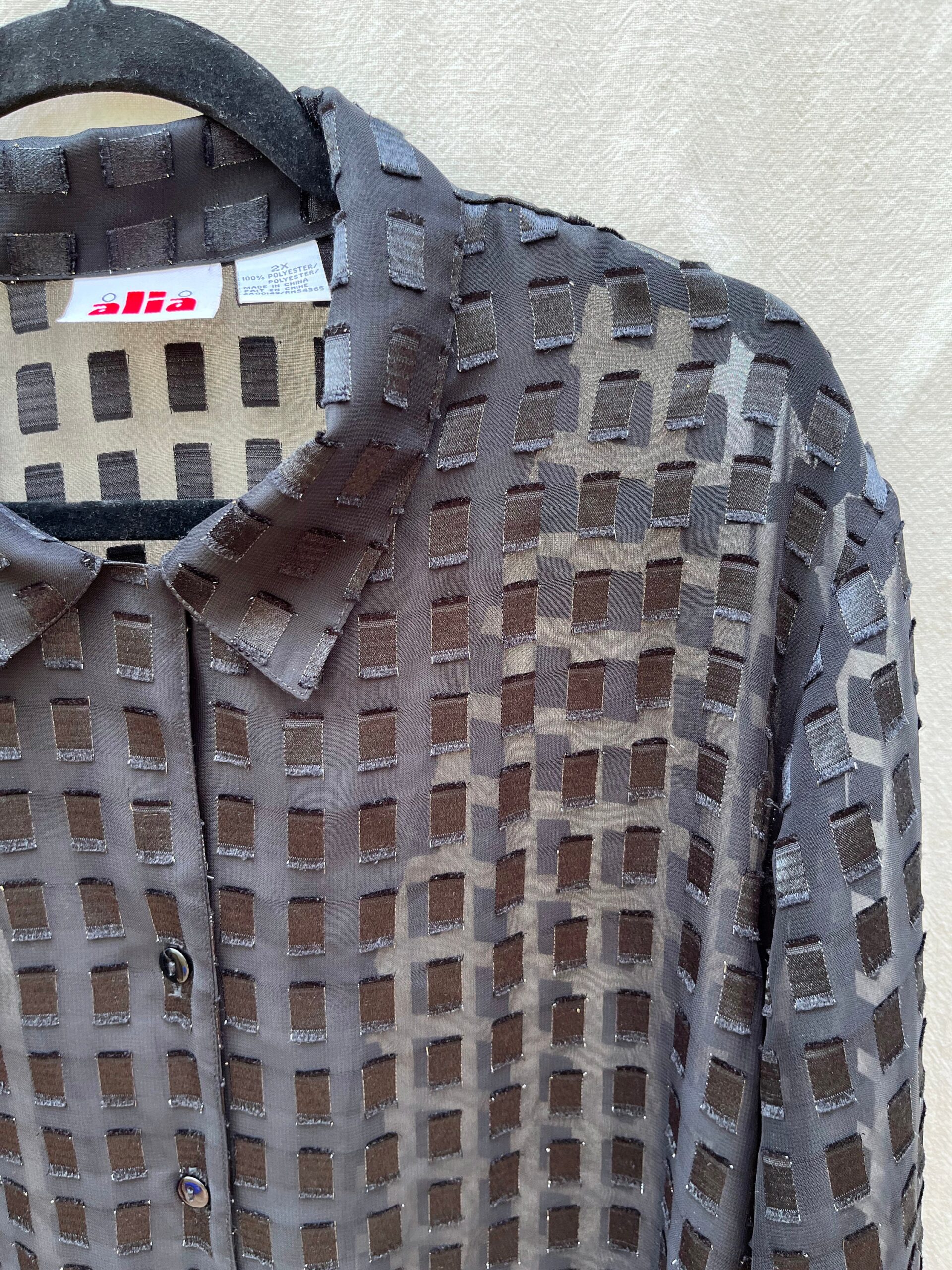 Vintage 90’s sheer checkered dress shirt