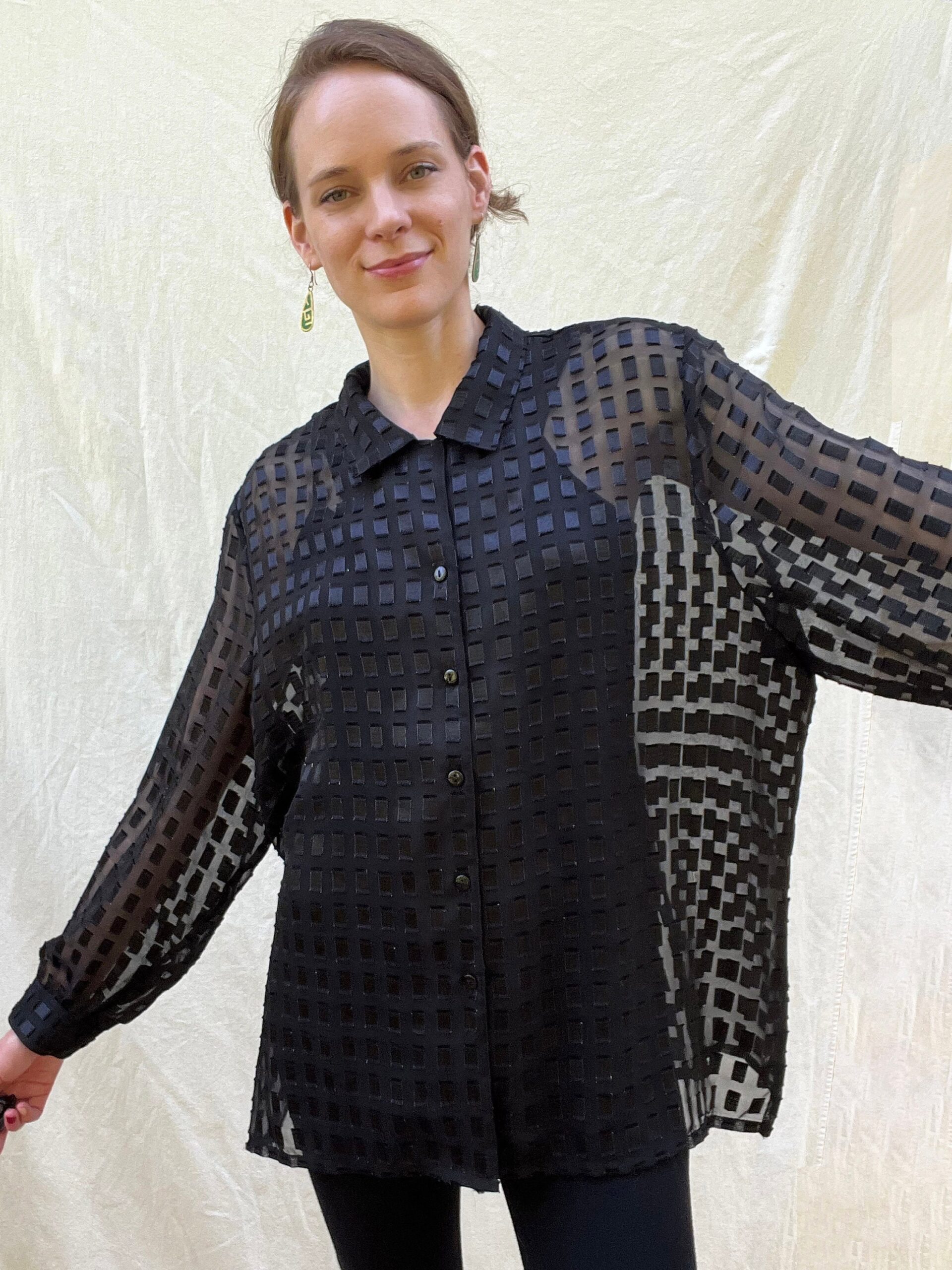 Vintage 90’s sheer checkered dress shirt