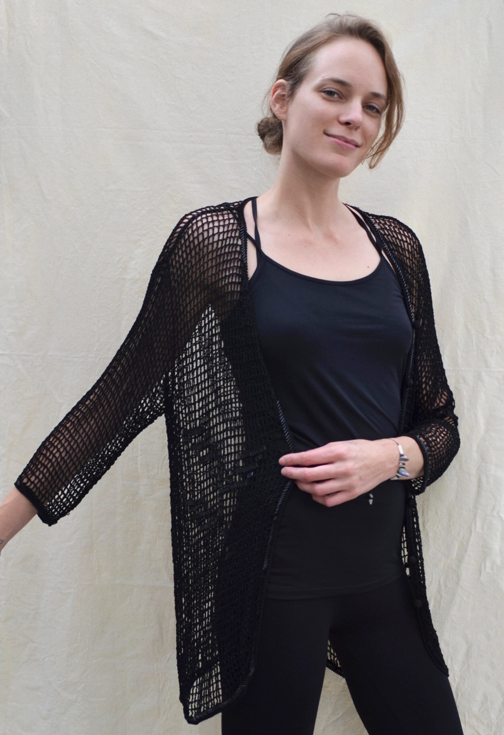 Lacy woven beaded vintage cardigan