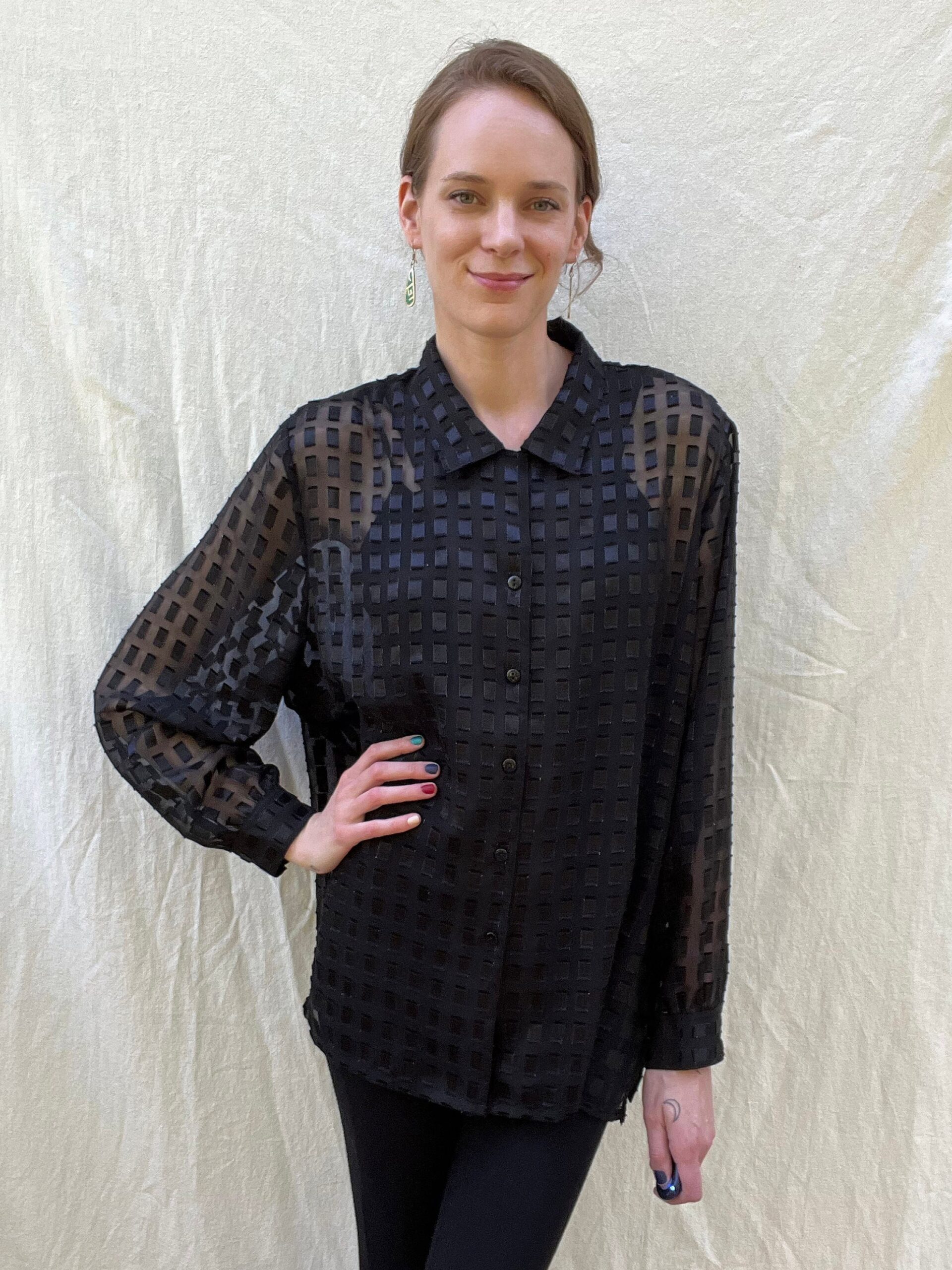 Vintage 90’s sheer checkered dress shirt