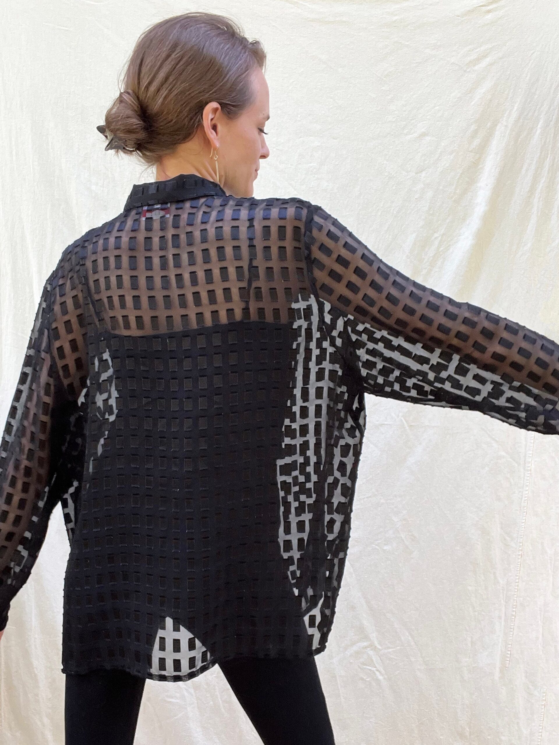 Vintage 90’s sheer checkered dress shirt