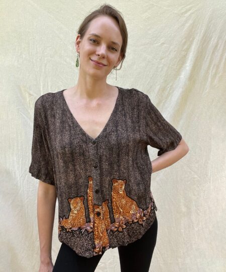 Vintage leopard button up blouse