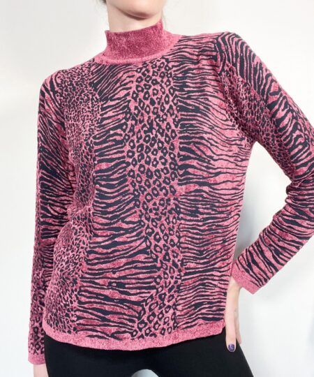 Vintage Chagall Pink Leopard Print Sweater