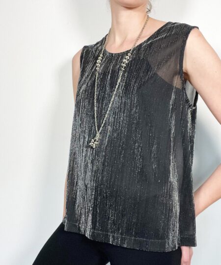 Vintage Chagall black and silver metallic sleeveless shirt