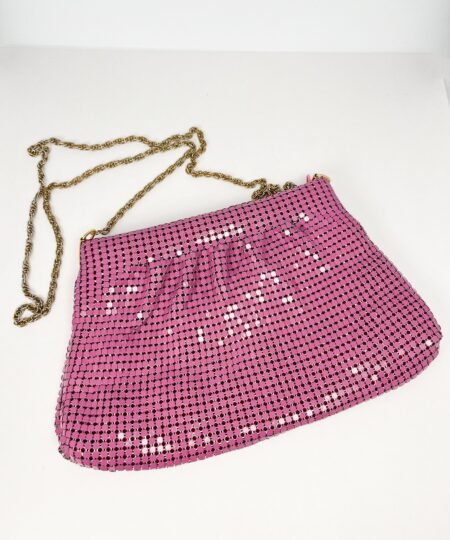 Pink metal mesh / chain link vintage purse