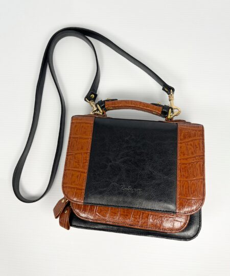 Vintage Bellrose brown and black satchel purse with handle