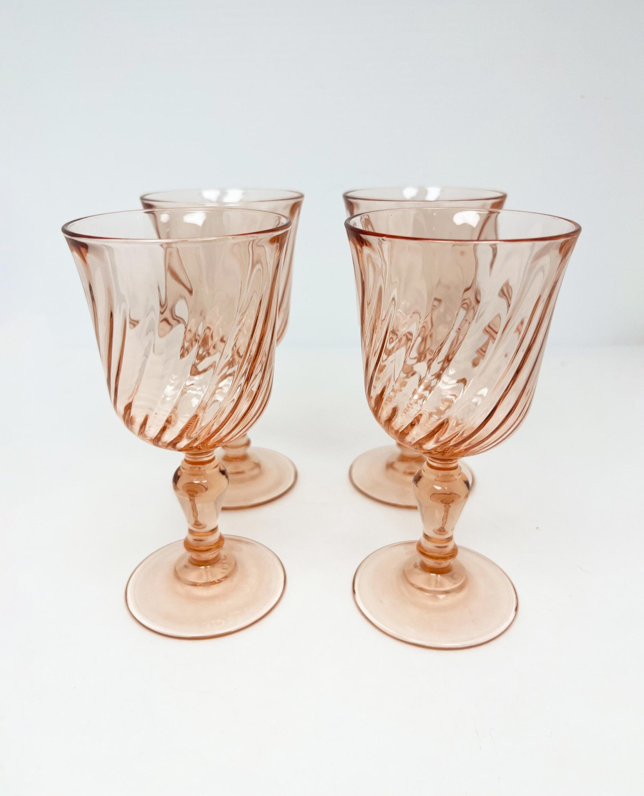 Pink Swirl Arcoroc 3 oz Liqueur / Cordial Glasses - Set of 4