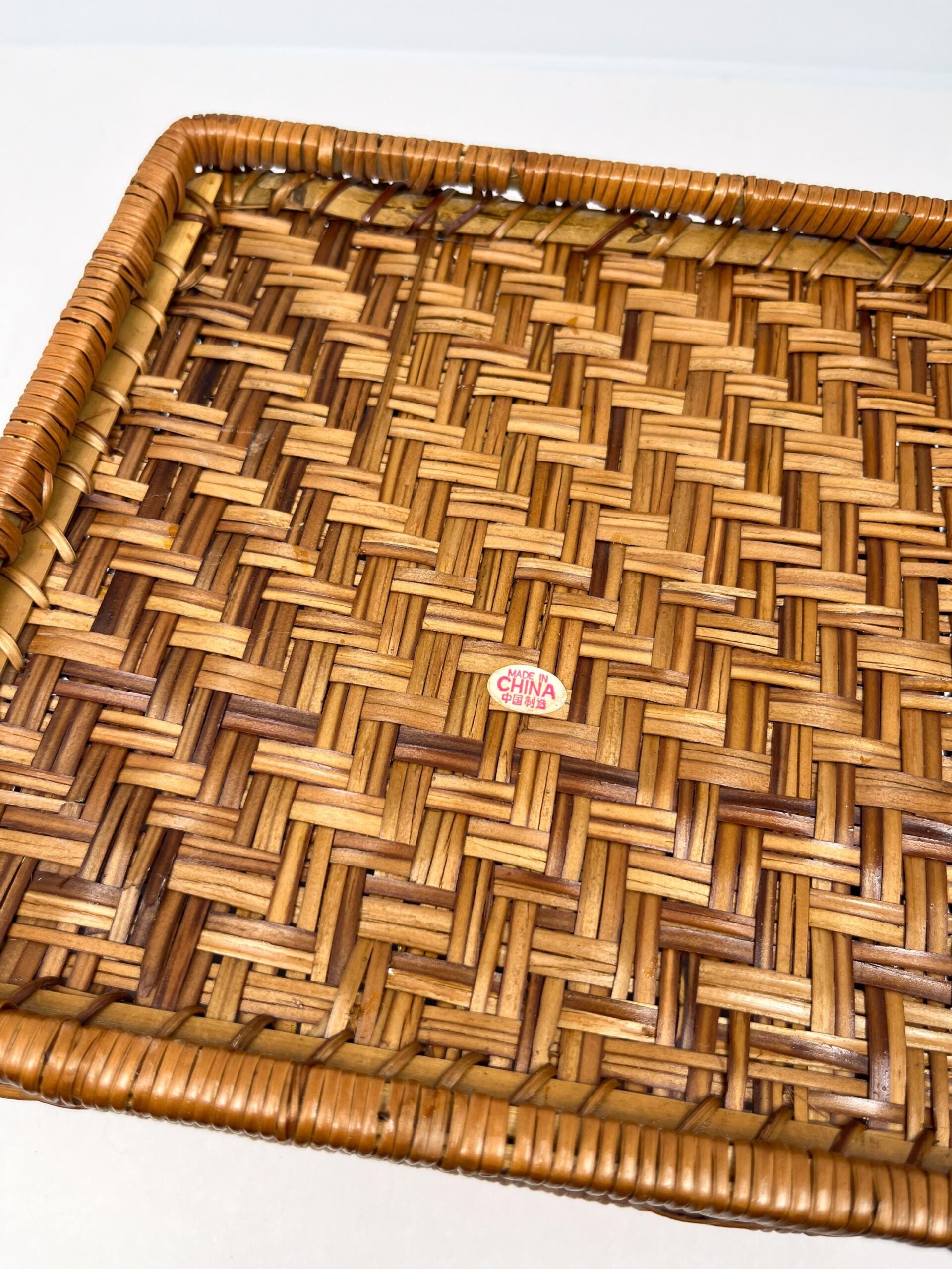 Vintage 90s wicker square basket